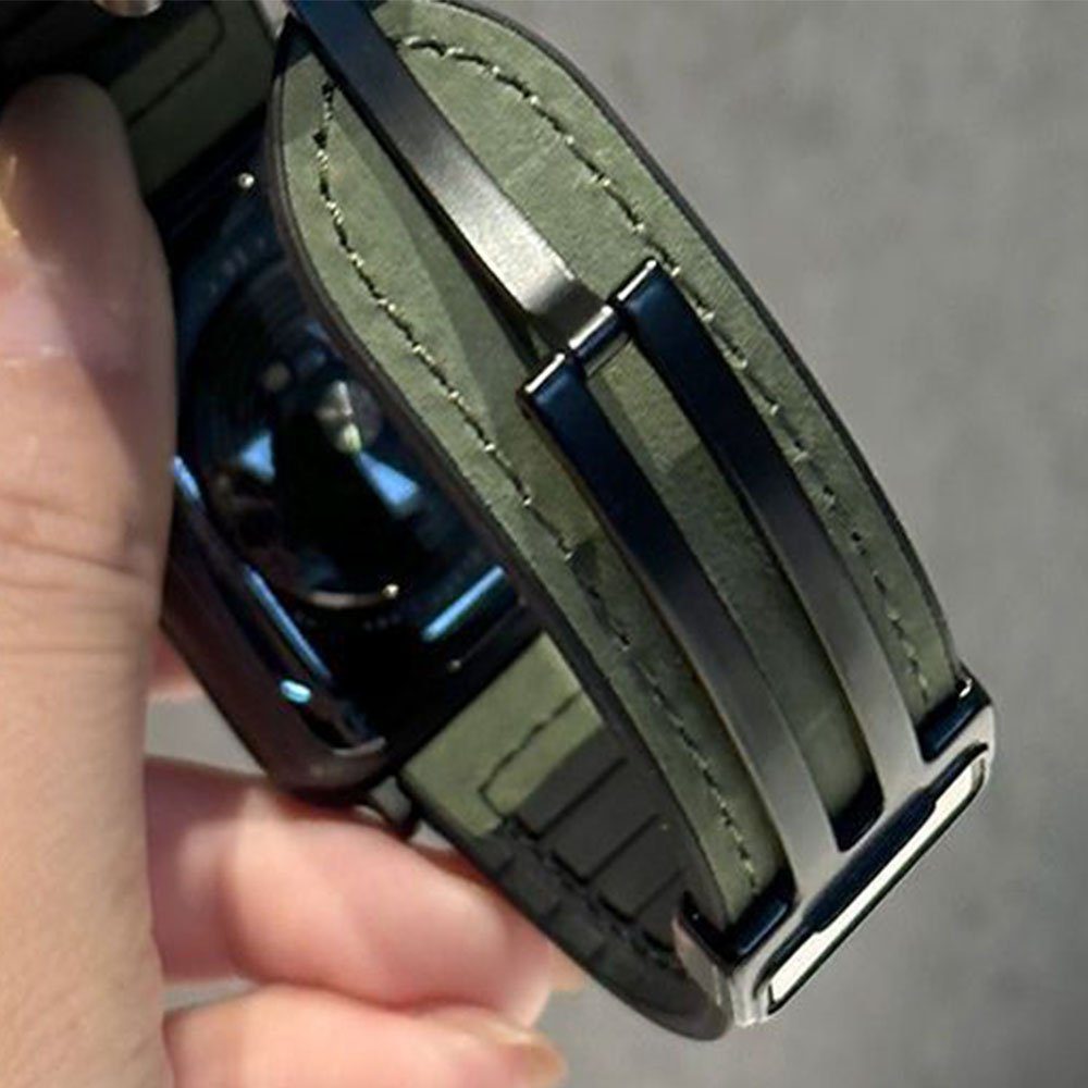 FELIXLEO Uhrenarmband Echtes Watch Leder Kompatibel mit iWatch 41mm Ultra Armband Apple 7/8