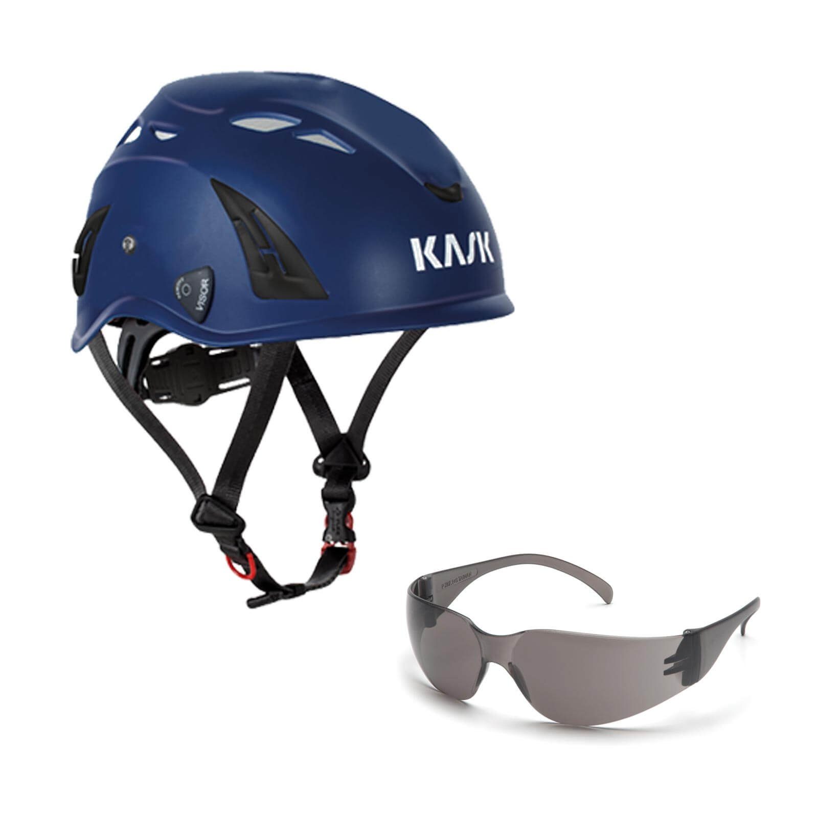 Kask Schutzhelm Bergsteigerhelm, Industriekletterhelm Plasma AQ + Schutzbrille klar dunkelblau