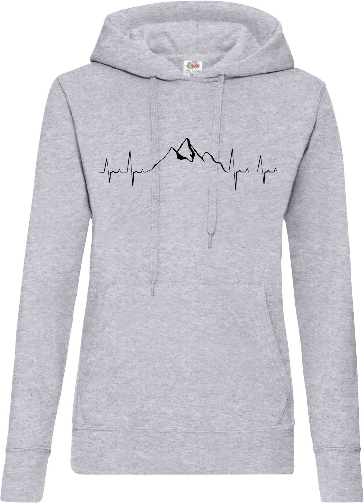 Youth Designz Kapuzenpullover Heartbeat Mountain Damen Hoodie Пуловери mit Trendigem Wander Frontdruck