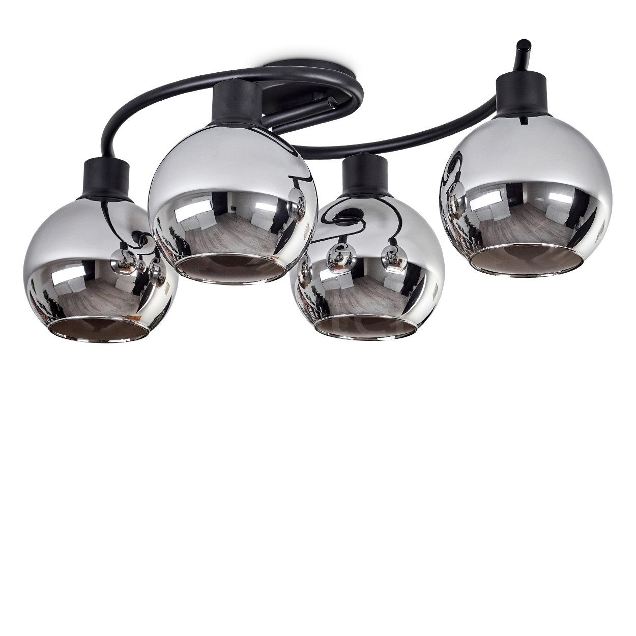 Deckenleuchte Deckenlampe aus Metall/Glas in Schwarz/Chromfarben