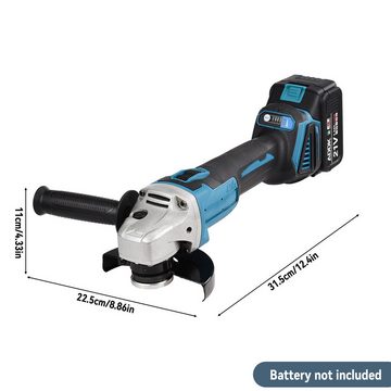 FUROKOY Winkelschleifer Kabellose Makita 18V Winkelschleifer mit bürstenloser Motor, (mit Metallgehäuse& Rutschfesten Zusatzgriff, (ohne Akku, ohne Ladegerät,ohne Schleifscheiben), Akku Winkelschleifer für 100-125 mm Schleifscheiben