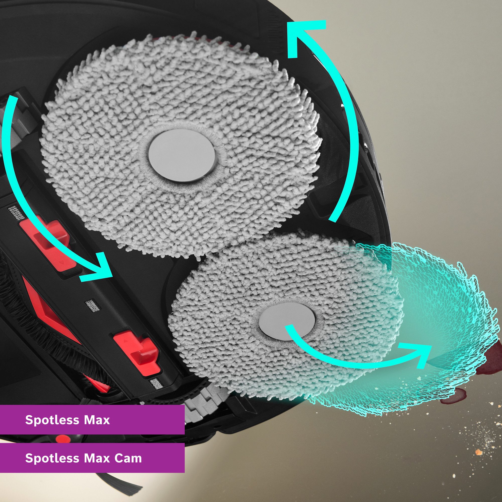 BOSCH BHZRMP3, rotierende Wischpads für Spotless Max und Max Cam Saugroboter Wischbezug (Mikrofaser, besonders effektive Nassreinigung auf Hartböden, Set mit 2 x 2 Stück)