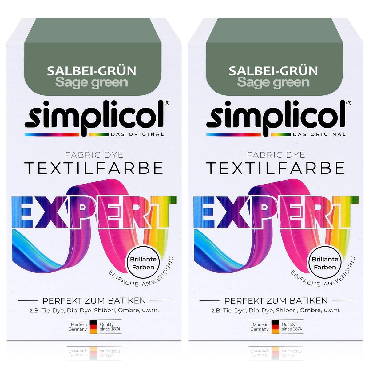 Textilfarbe Simplicol Textilfarbe expert Salbei-Grün 150g - Farbe zum Färben (2er