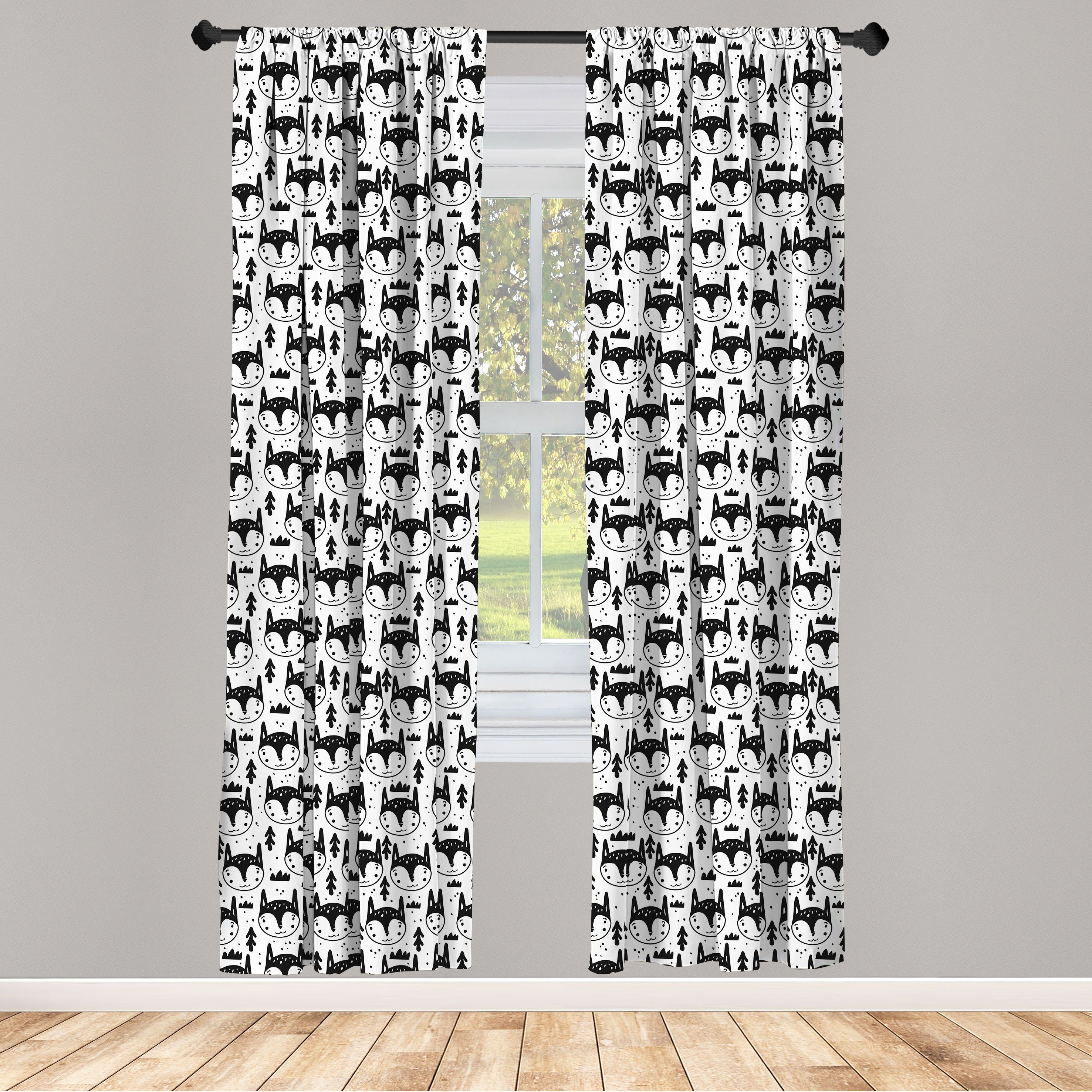 Gardine Vorhang für Wohnzimmer Schlafzimmer Dekor, Abakuhaus, Microfaser, Einfarbig Nursery Scandinavian Fox