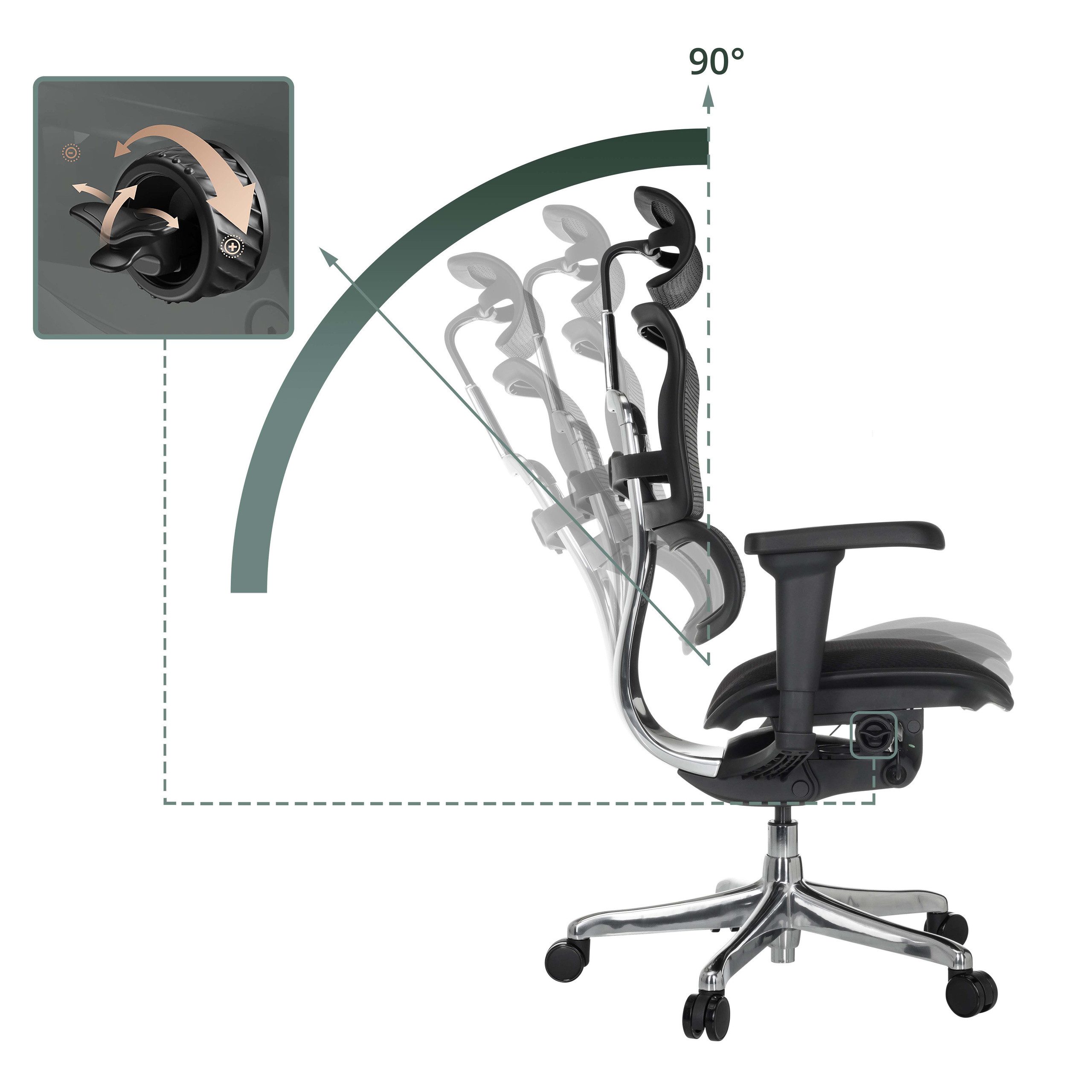 hjh OFFICE Drehstuhl Luxus Chefsessel Ergohuman Ultra F Gen2 Netzstoff (1 St), Profi Bürostuhl Schreibtischstuhl ergonomisch