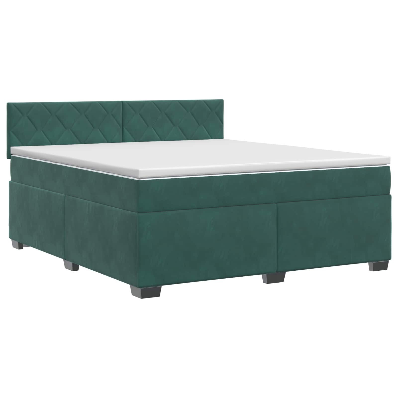 vidaXL Bett Boxspringbett mit Matratze Dunkelgrün 140 x 190 cm Samt (1-tlg)