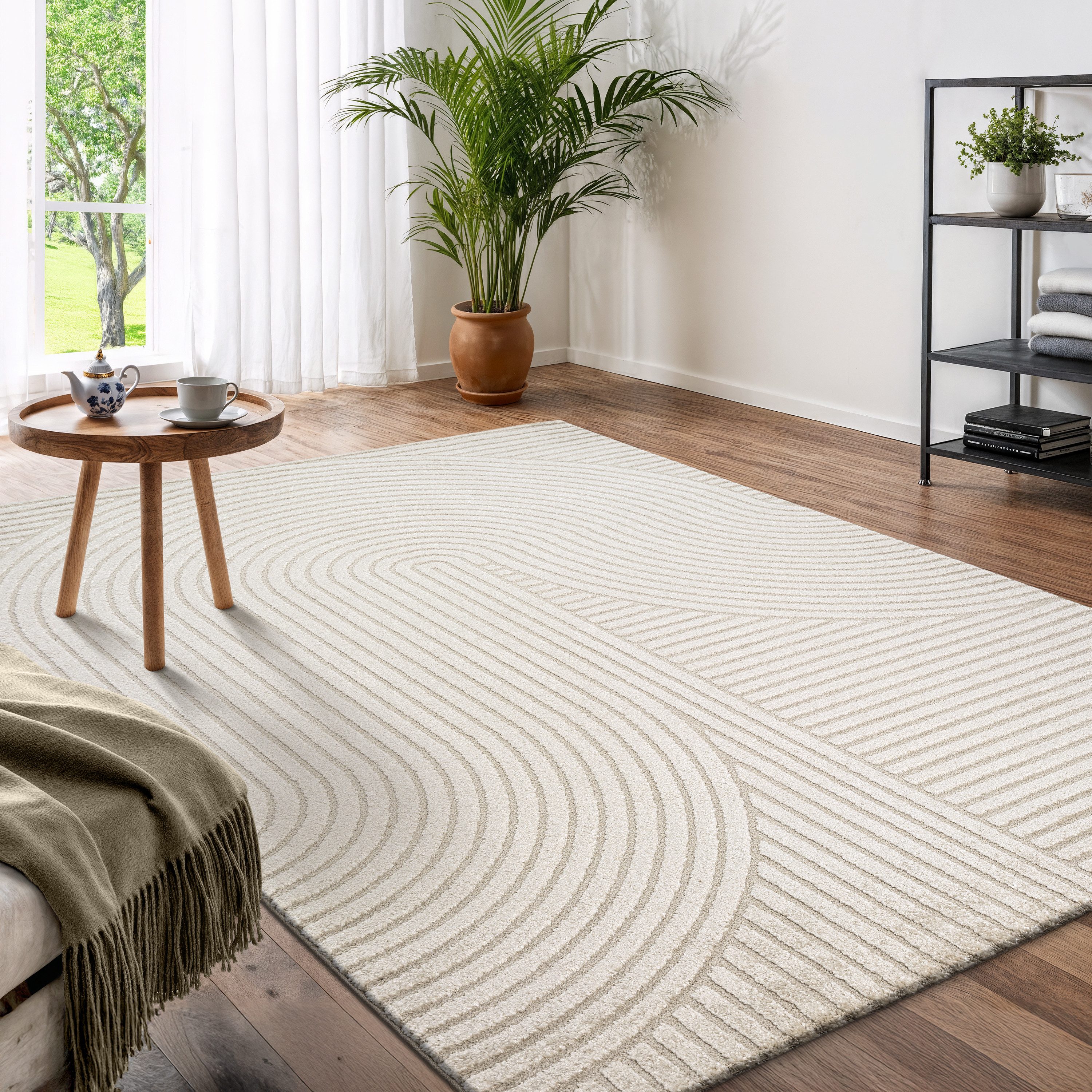 OTTO home Designteppich Eliaan 3D Optik/Hoch-Tief Effekt, rechteckig, Höhe: 14 mm, hohe Flordichte und angenehm weich, Teppich Wohnzimmer Boho Design