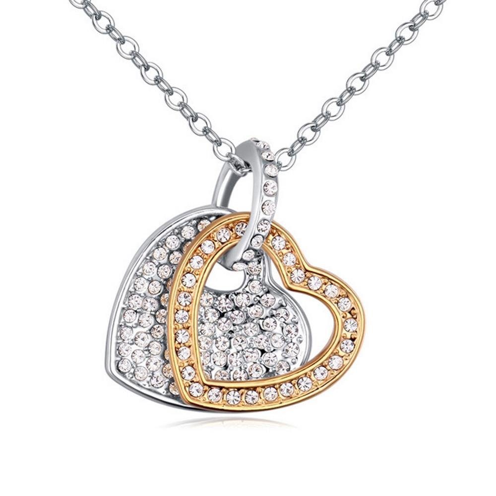 BUNGSA Ketten-Set Kette Herz auf Herz Silber aus Messing Damen (1-tlg), Halskette Necklace