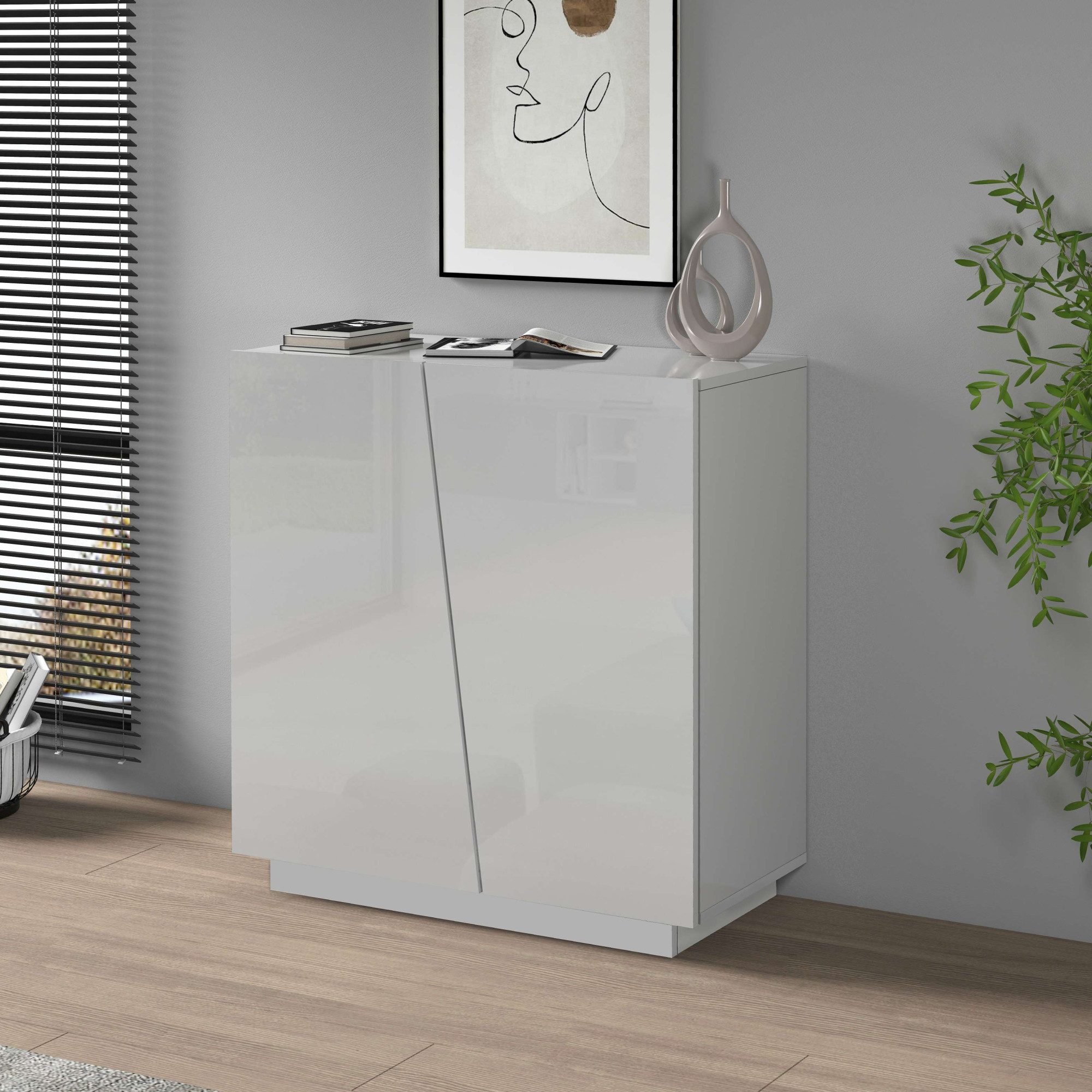 Home affaire Aktenschrank Vega, Mehrzweckschrank, Büroschrank, mit 2 Türen & verstellbaren Einlegeböden, Höhe 86 oder 166 cm, Made in Italy – Bild 3 von 5