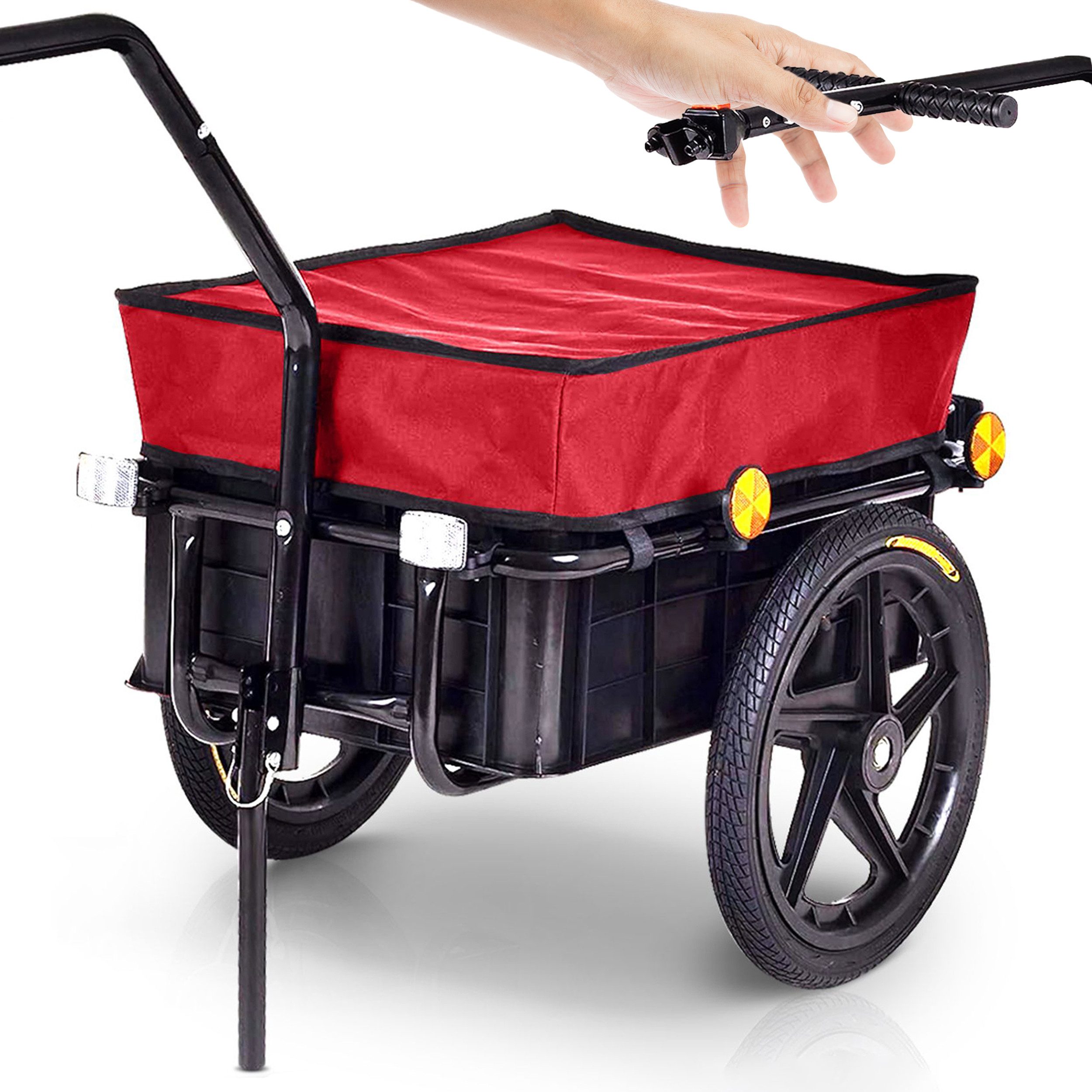 SAMAX Fahrradlastenanhänger Lastenanhänger / Fahrradanhänger 60 Kg / 70 L mit Kupplung in Rot