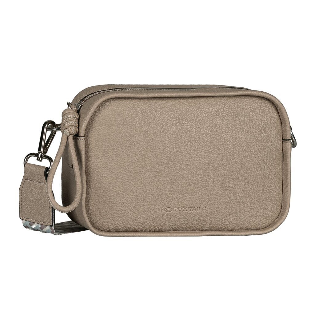 TOM TAILOR Umhängetasche Tatiana, Damen Handtasche, Kamerabag, fein gewebter dreifarbiger Gurtband