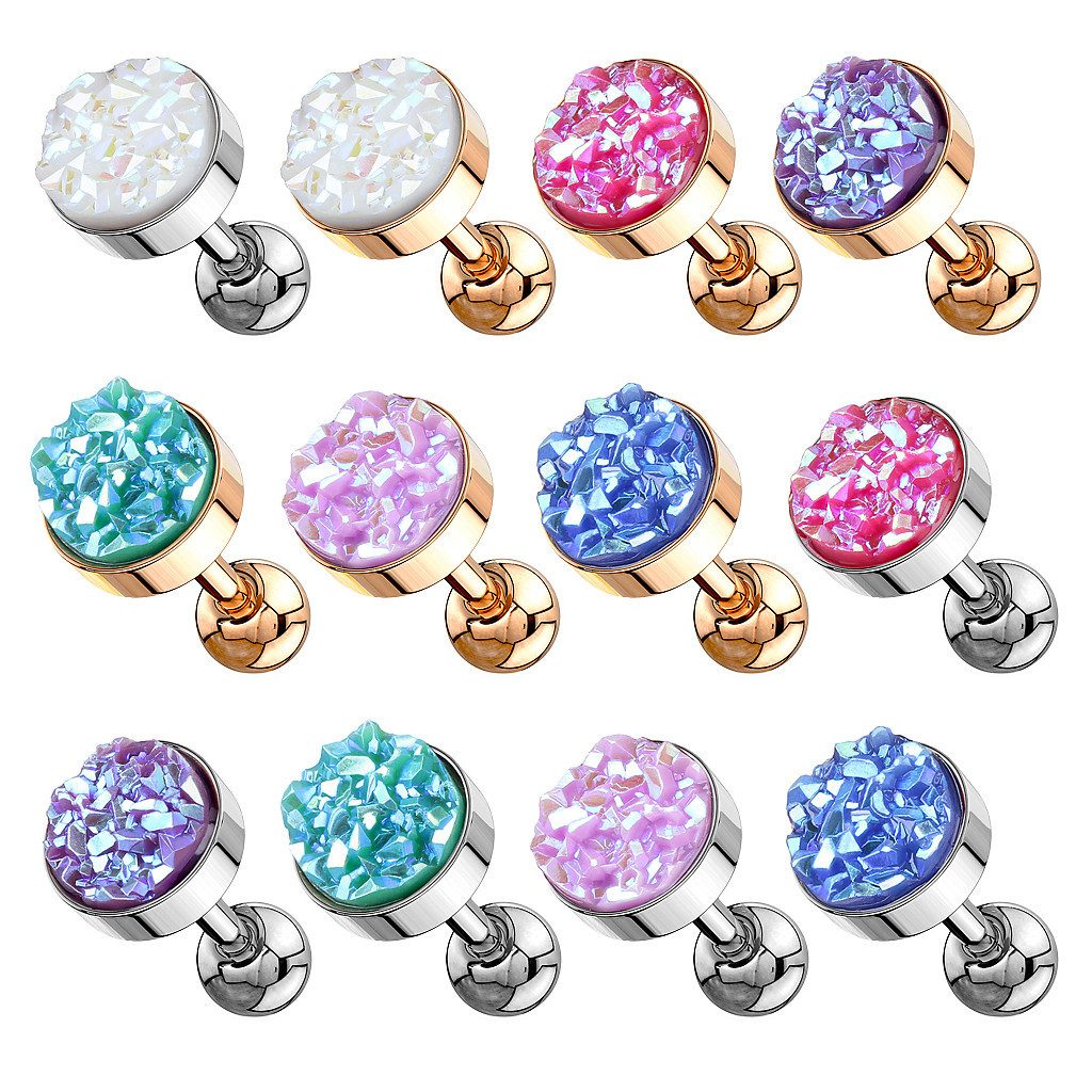 Taffstyle Piercing-Set Tragus Piercing Stab Druzy Kristall Glitzer Quarz Si günstig online kaufen