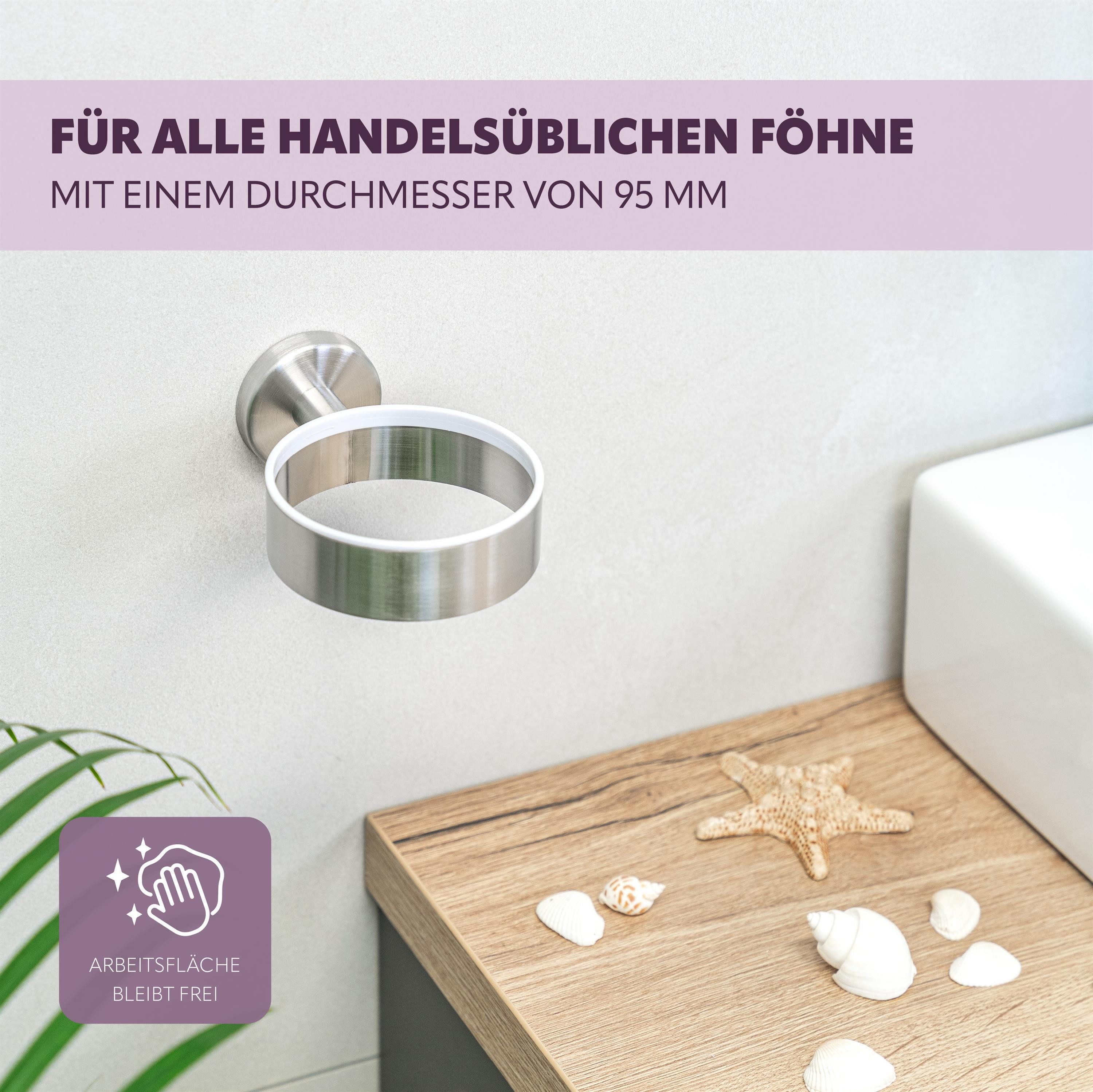 bremermann Haartrocknerhalter Bad-Serie PIAZZA - aus Edelstahl matt – Bild 5 von 5