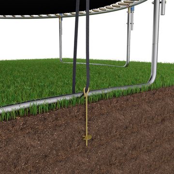 Kinetic Sports Trampolinnetz, Trampolin Bodenanker - zum Eindrehen mit verstellbarem Gurt, verzinkt