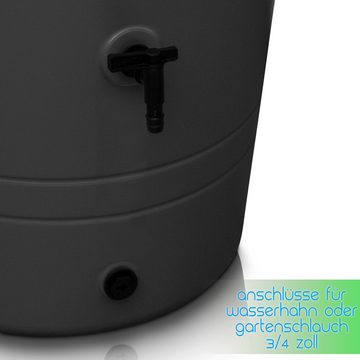 YourCasa Regentonne 230 Liter [Decore Design] Regenfass aus Kunststoff mit Wasserhahn, bepflanzbarer Deckel, mit Wasserhahn,240L