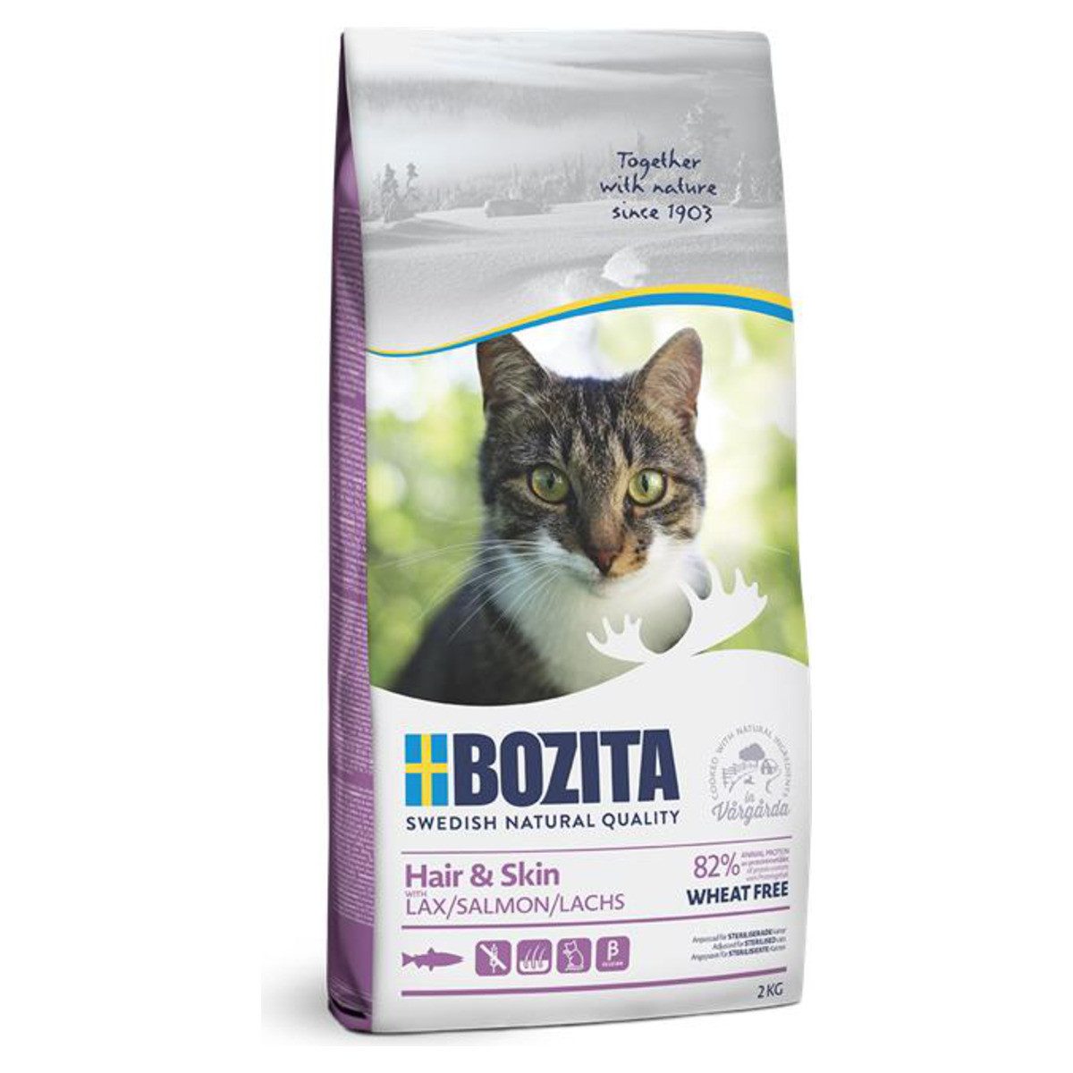 Bozita Hair & Skin Wheat free Salmon 2 kg, Trockenfutter für: Katze