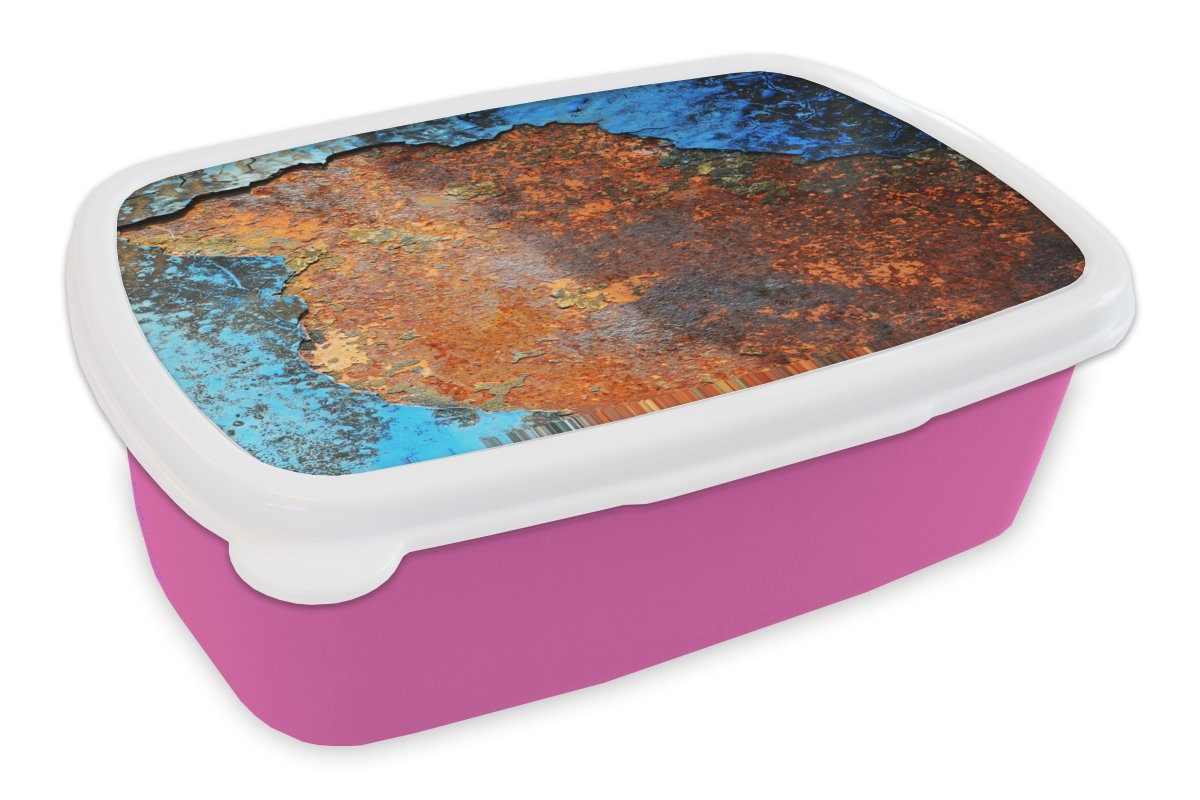 MuchoWow Lunchbox Industriell - Metalle - Rost - Vintage, Kunststoff, (2-tlg), Brotbox für Erwachsene, Brotdose Kinder, Snackbox, Mädchen, Kunststoff rosa | Lunchboxen