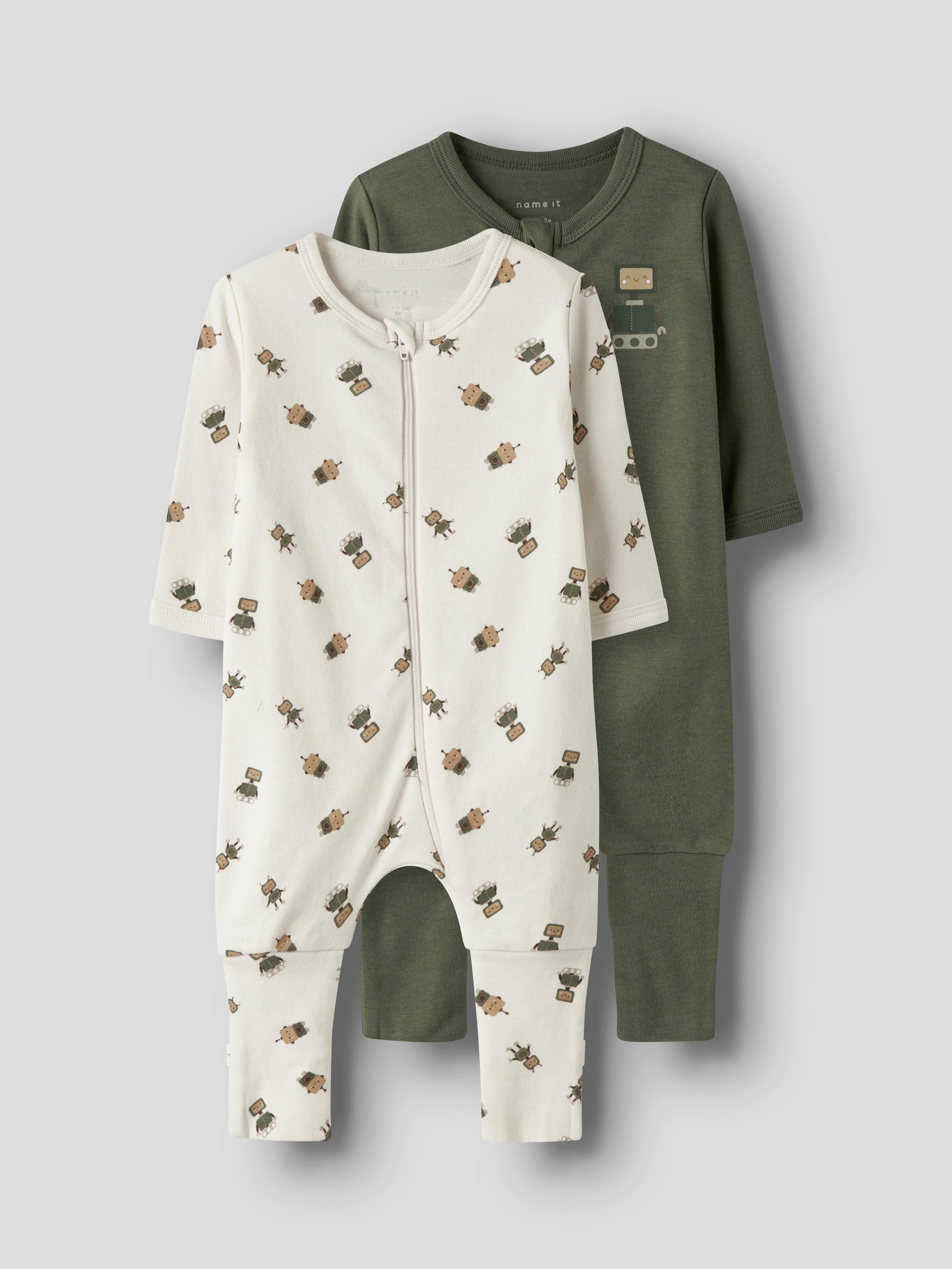 Name It Pyjama NBMNIGHTSUIT 2P ZIP FF ROBOT NOOS (Packung, 2 tlg)