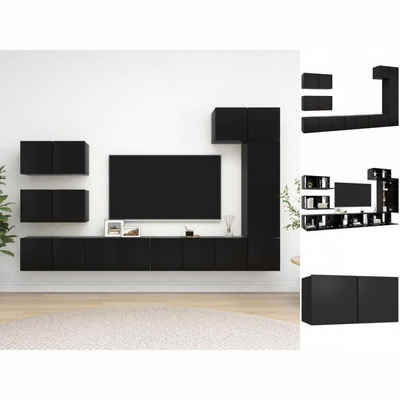 vidaXL Kleiderschrank 8-tlg TV-Schrank-Set Schwarz Spanplatte