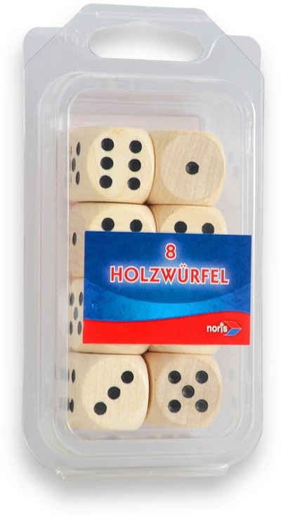 Noris Spiel, Zubehör 8 Würfel aus Holz natur 20mm 606151040