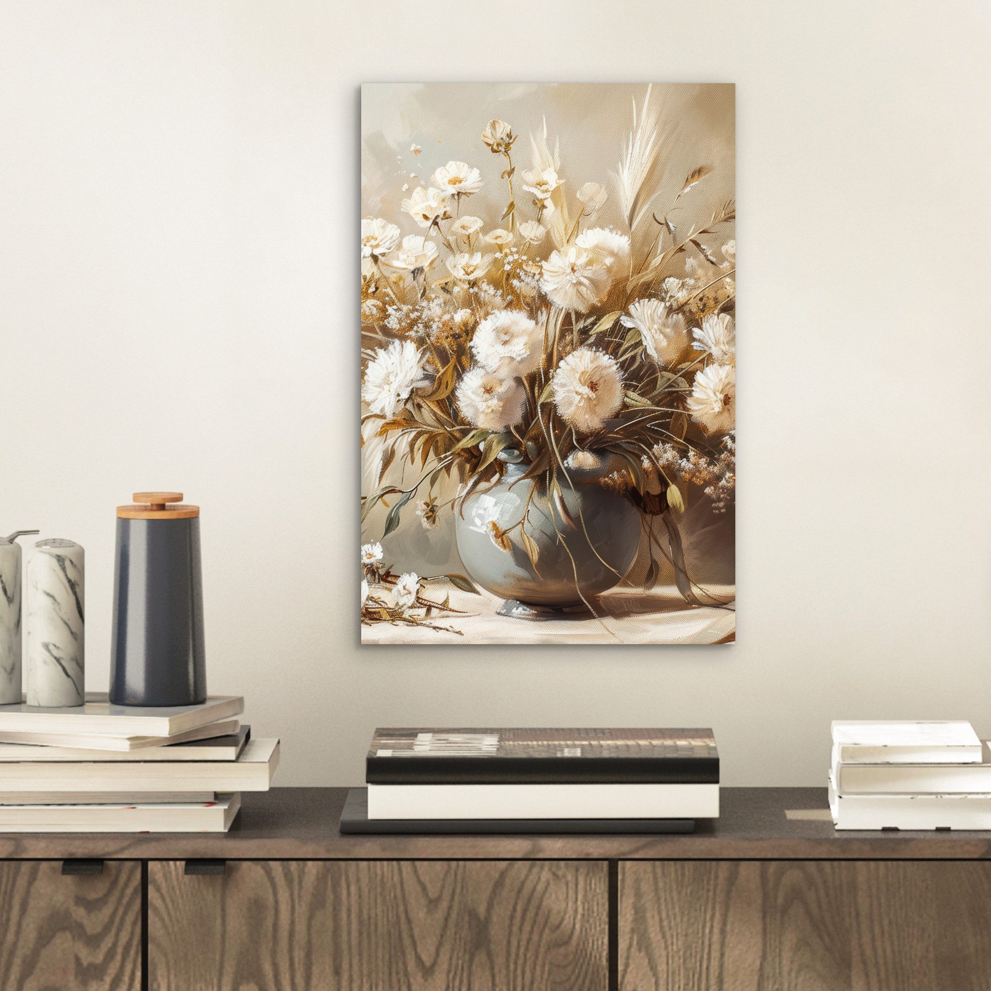 MuchoWow Metallbild Blumen - Vase - günstig online kaufen