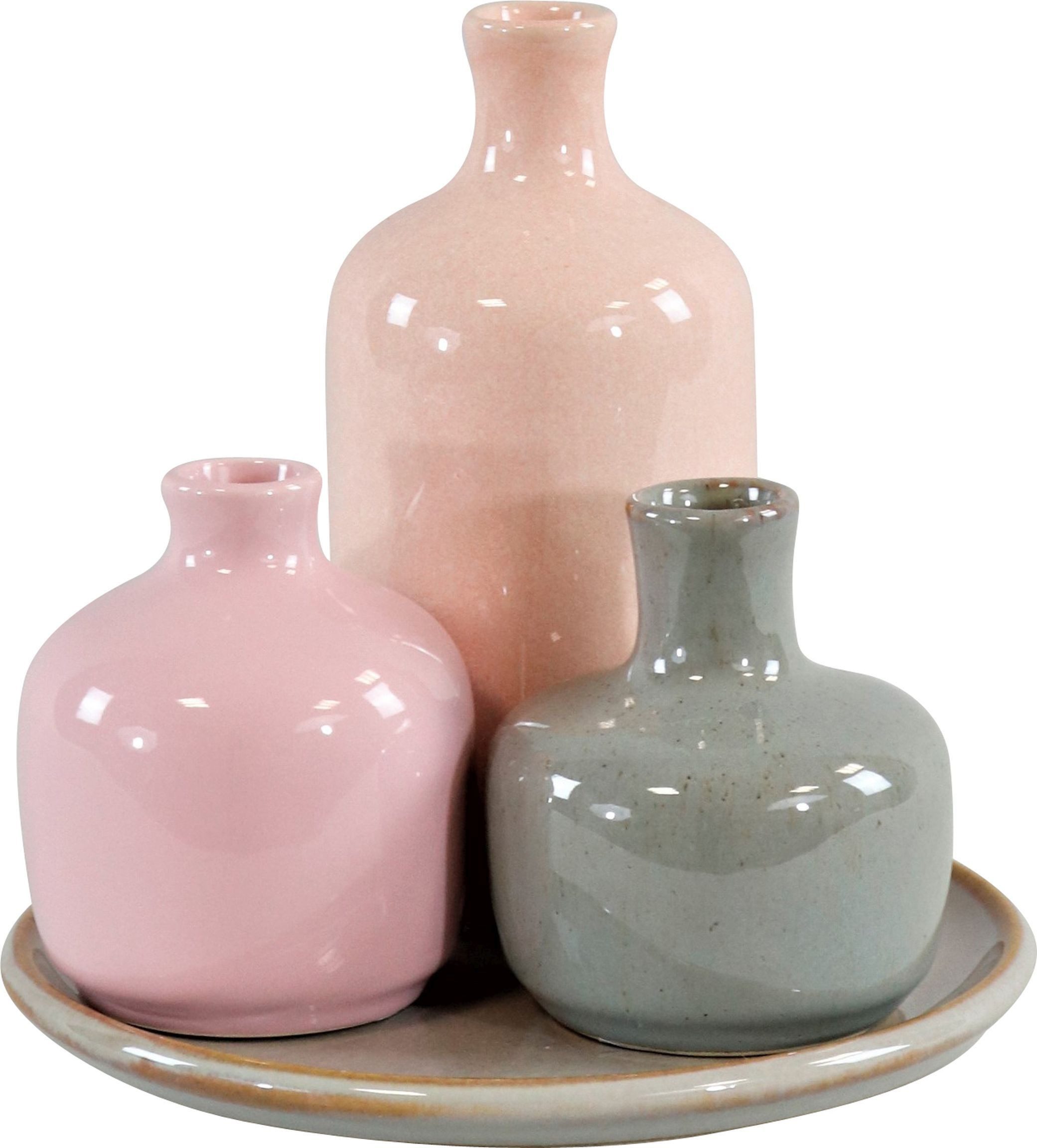 FURNARO Dekovase (4 St), 4 Farben, kleine Größen, moderne Formen