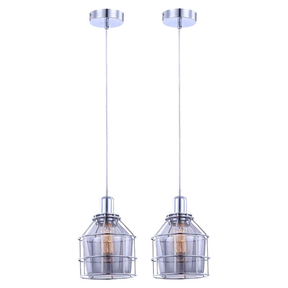 etc-shop LED Pendelleuchte, Esszimmer Warmweiß, Hängelampe Lampen inklusive, Metallgeflecht Leuchtmittel Chrom Glas Hängelampe