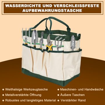 Randaco Gartenpflege-Set 12-tlg Gartenwerkzeug Set Handwerkzeuge Gartengeräte Werkzeugset, Werkzeugtasche Einpflanzhilfe Grabwerkzeug