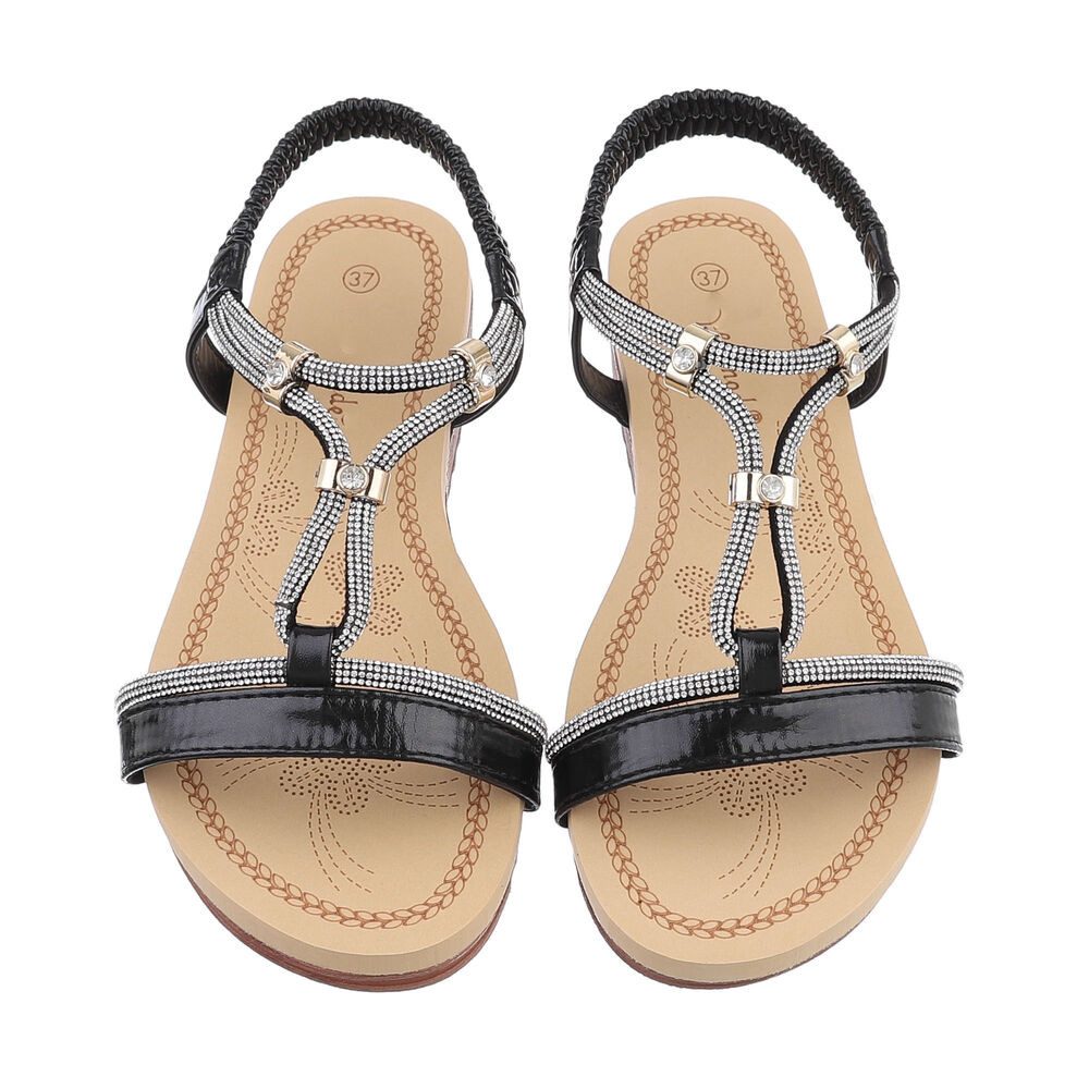 Ital-Design Damen Freizeit Riemchensandalette (85960571) Keilabsatz/Wedge Keilsandaletten in Schwarz – Bild 4 von 4