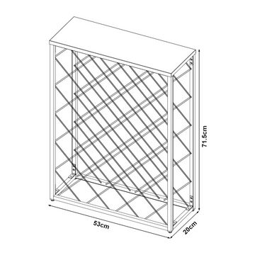 en.casa Weinregal, »Taivassalo« für 25 Flaschen Stahl 71,5 x 53 x 20 cm Schwarz