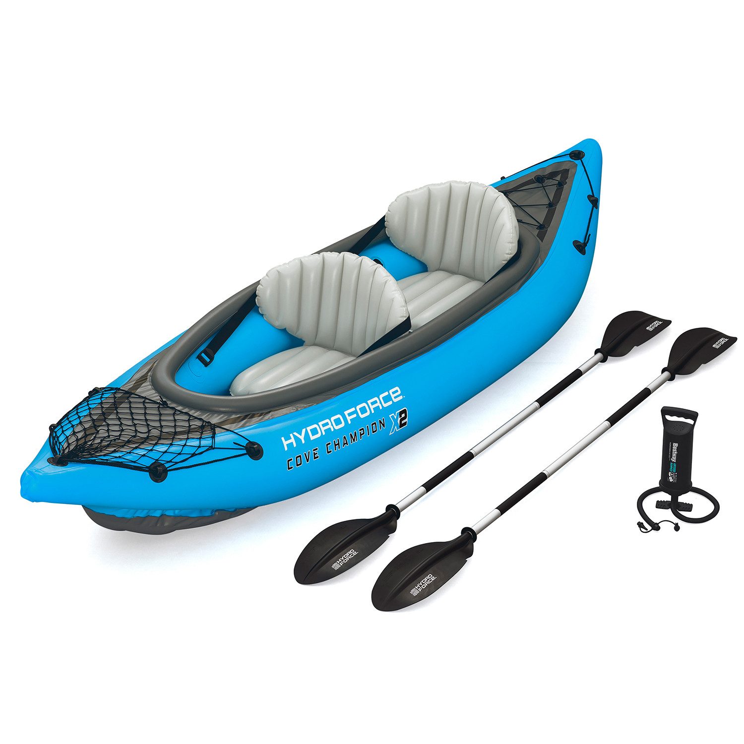 Bestway Zweierkajak Hydro-Force™ Set Cove Champion™ X2 331 x 88 x 45 cm, (Packung, 1-St., 331 x 88 x 45 cm), Inkl. Весла, Handpumpe, Tragetasche