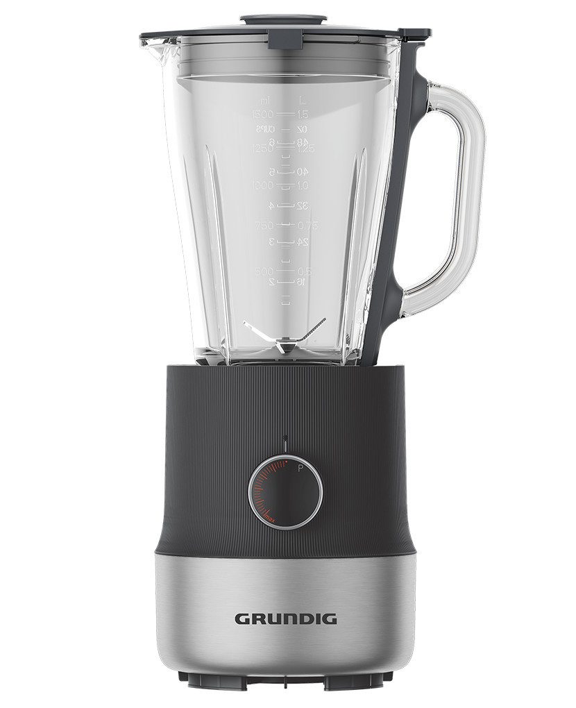 Grundig Standmixer SM 6430, 800 W, 1,5 L, 4 Edelstahlklingen, Pulsfunktion, Messskala, Glasbehälter