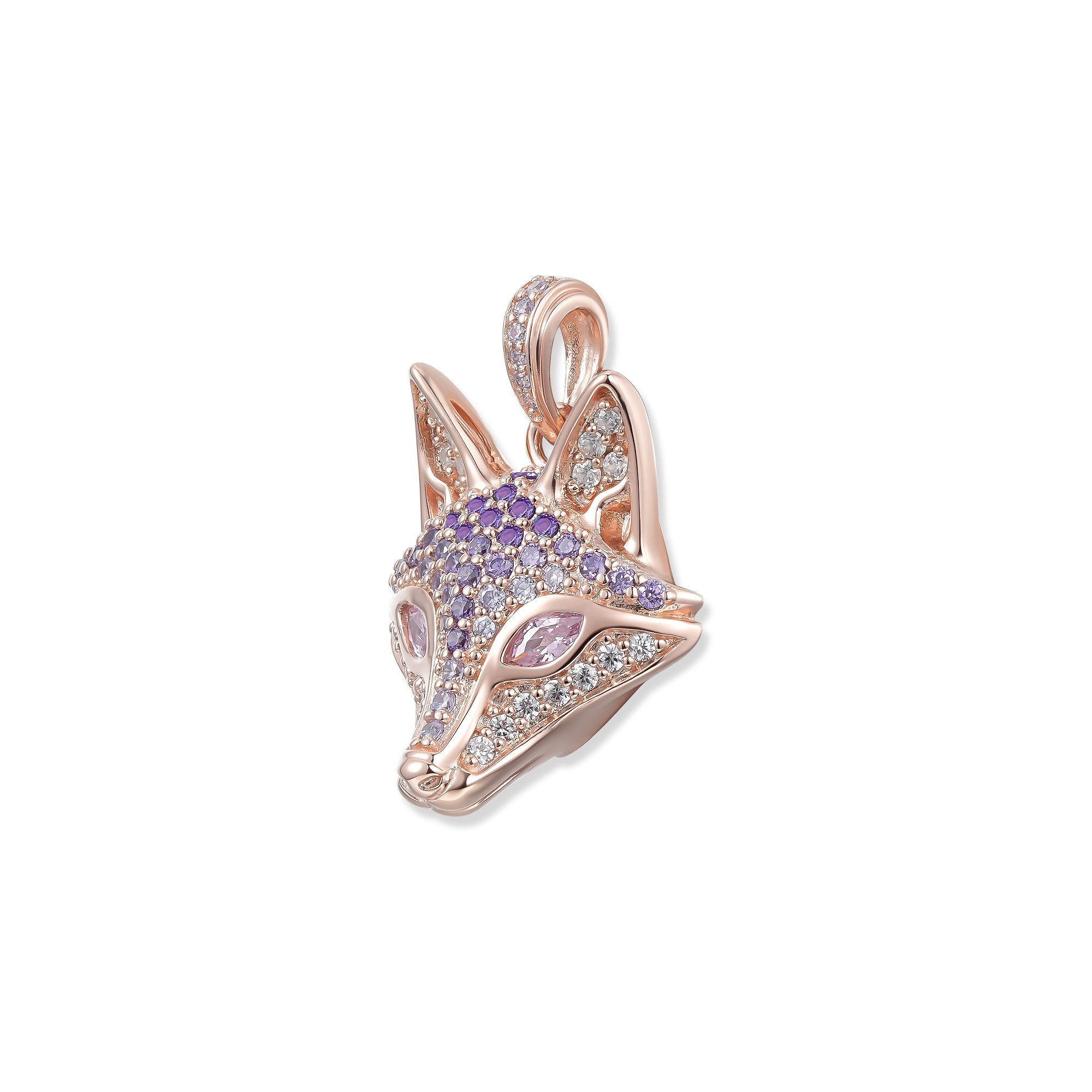 Seinerzeit FLORA & FAUNA Kettenanhänger Kitsune Fuchs Anhänger, Schmuck aus 925 Sterling Silber (Von der Magie der Träume und der Fantasie inspirierter Damenschmuck mit liebevoll gestaltetem, märchenhaftem Motiv – ein besonderer Begleiter im Alltag und zu besonderen Anlässen, 1-tlg., inkl. Geschenkverpackung für Frauen ob Freundin, Mutter, Ehefrau, Oma), rosé-vergoldet und Zirkonia-Steinen