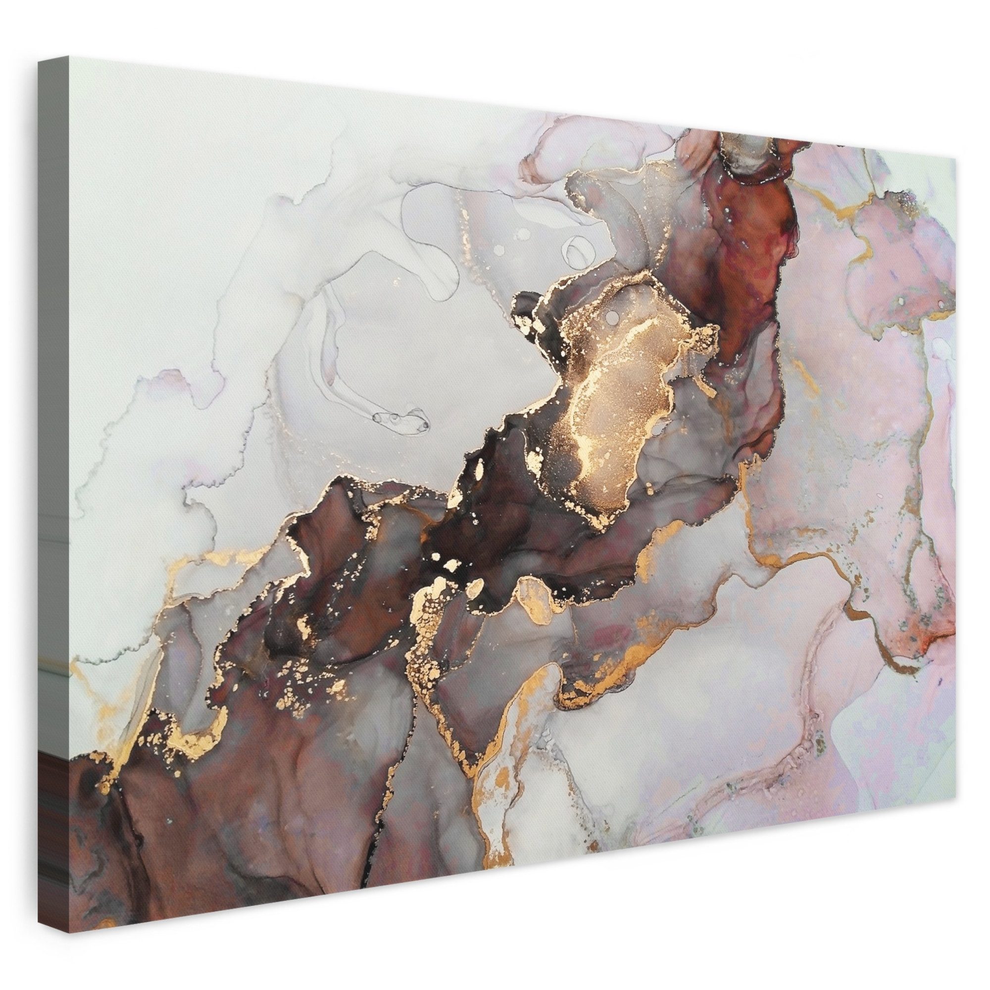 OneMillionCanvasses® Leinwandbild Rot - Marmor - Gold, Fotodruck (1 St), Leinwand Bilder Klein, Wand Dekoration Aesthetic 30x20 cm