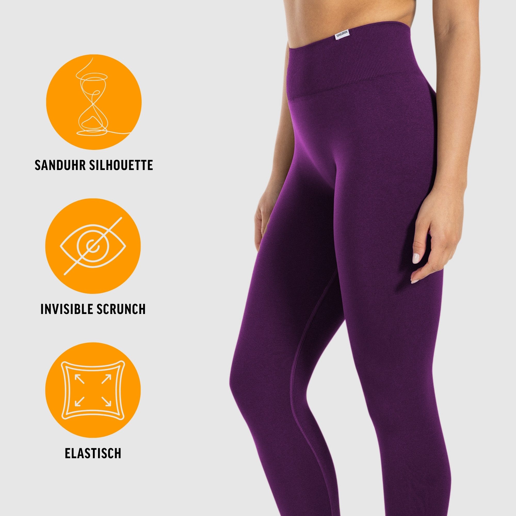Smilodox Leggings Amaze Pro mit Scrunch-Effekt, High Waist V-Shape Sport & Yogahose Seamless Push Up Booty Fitnesshose Blickdicht Yoga Gym Figurformend