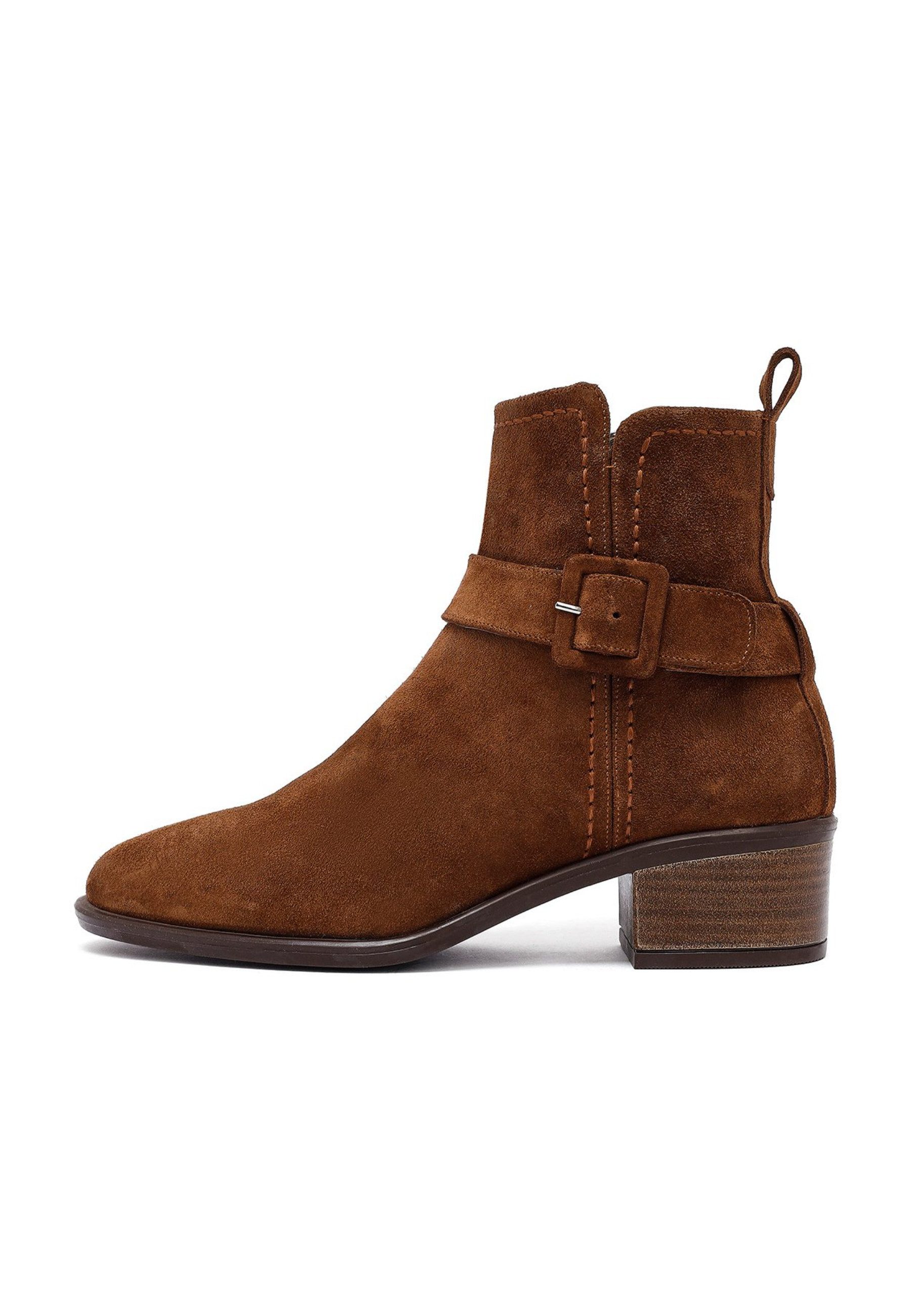 Derimod Absatz-Stiefeletten aus Veloursleder Chelseaboots Textilfutter, EVA Sohle, Absatz 4 cm