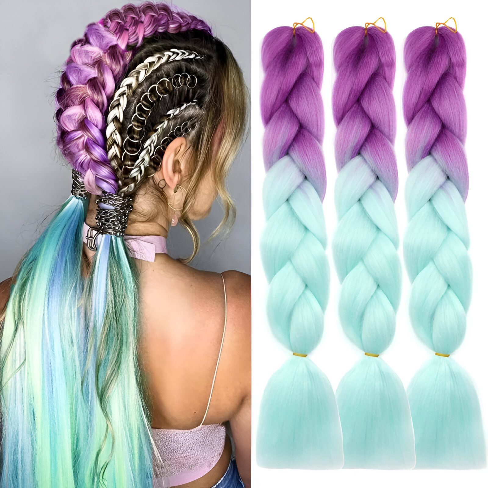 WS-Trend Kunsthaar-Extension 3er-Set Jumbo Kunsthaar Kanekalon Extensions Crochet Twist, 50-60 cm Stück