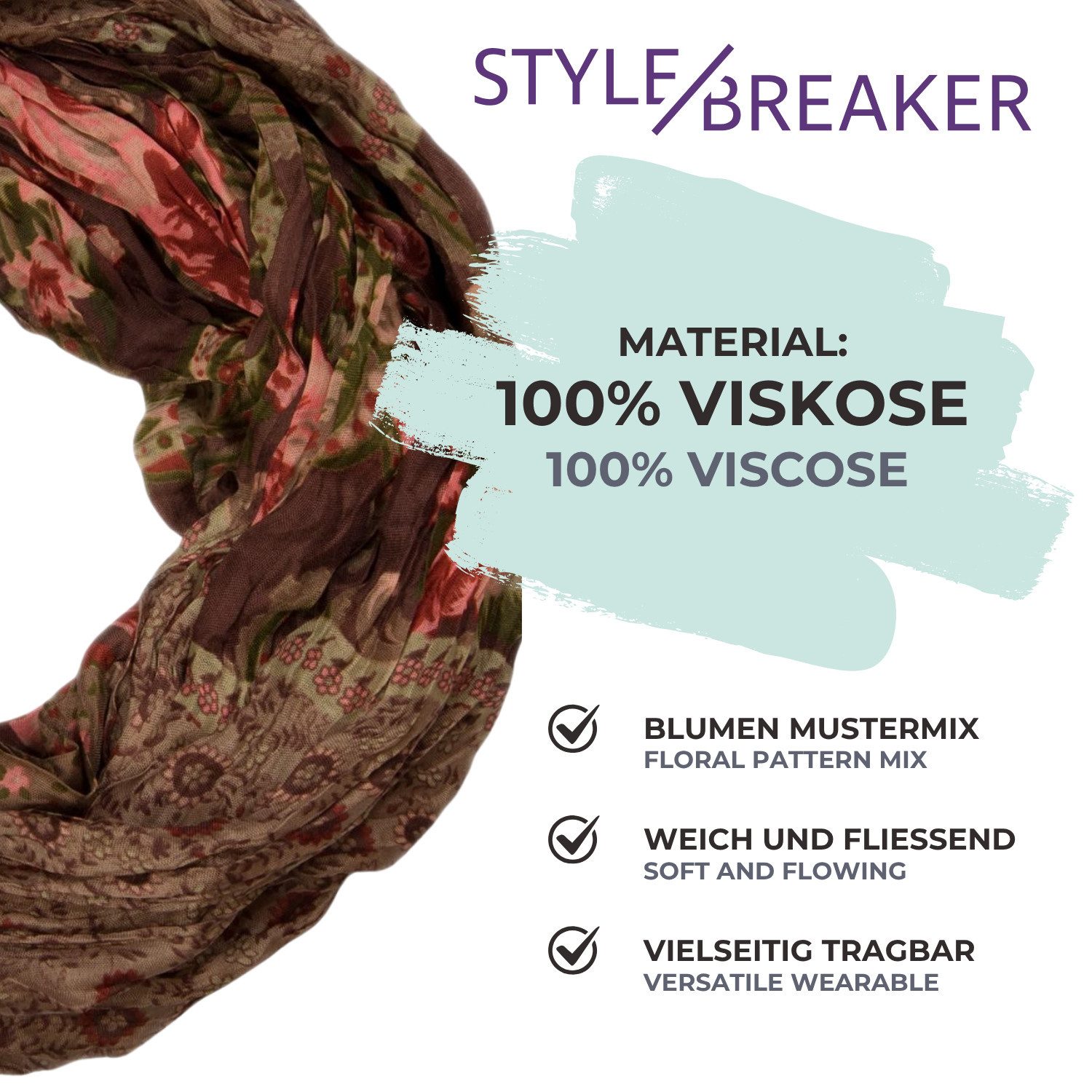 styleBREAKER Loop Loop mit Blumen Paisley Muster, (1-St)