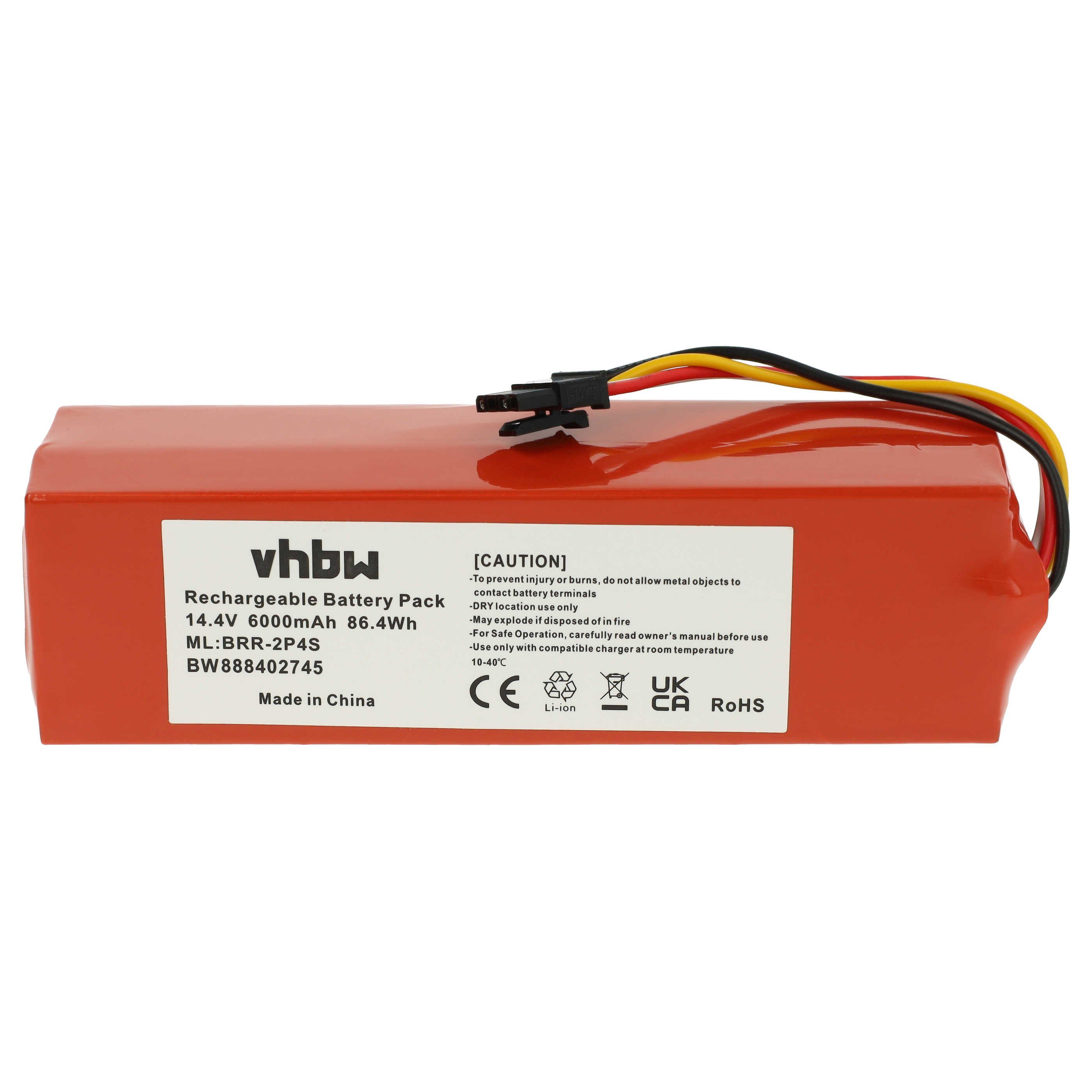 vhbw Akku passend für Xiaomi Roborock S7 S70 S702-00 Tanos-S, S7 S70 Staubsauger-Akku Akku Li-Ion 6000 mAh (14,4 V, 1 St), Leistungsfähiger Austausch-Akku für Ihren Saugroboter