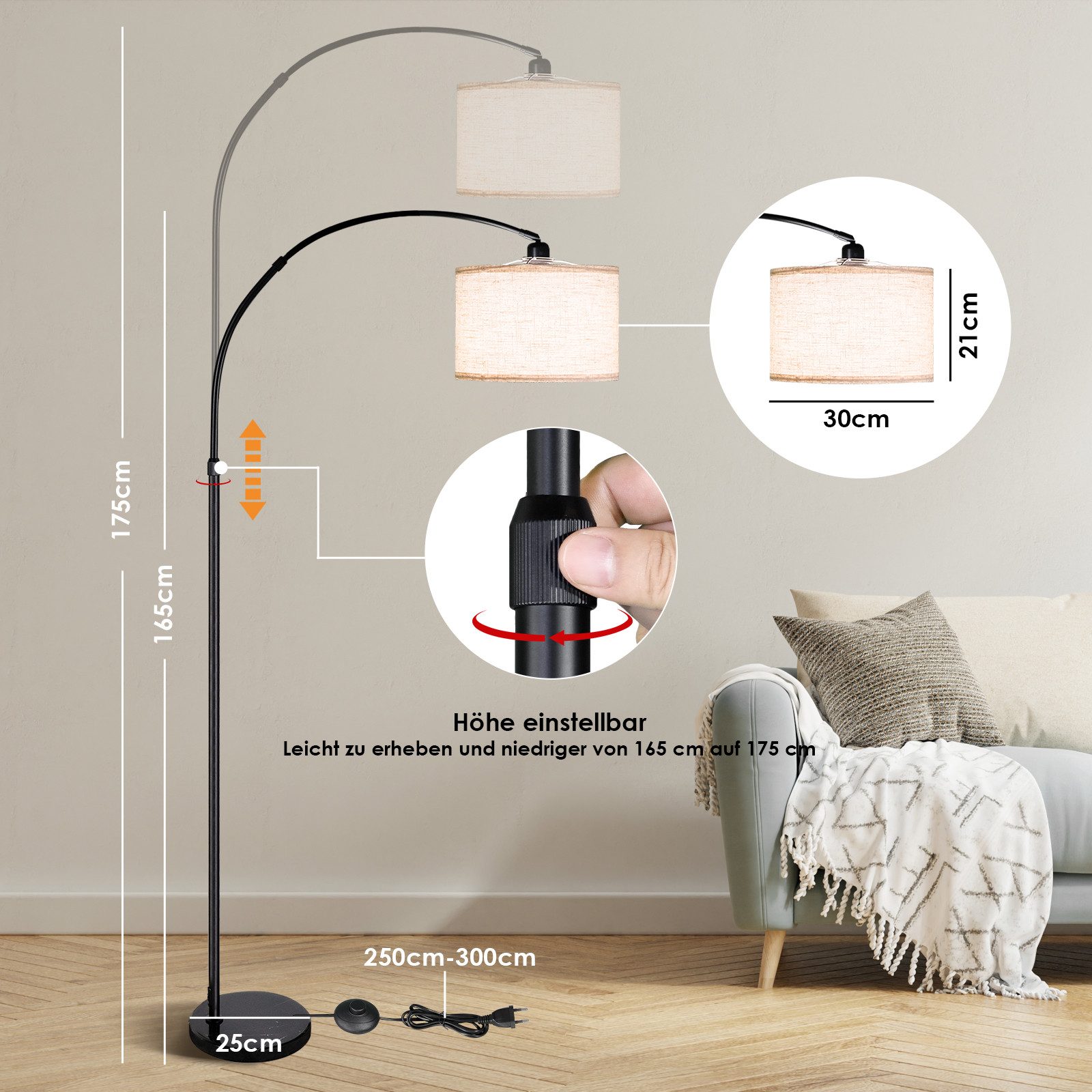 CCLIFE Bogenlampen Bogenlampe Stehlampe Dimmbar LED günstig online kaufen