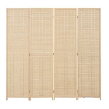 Makika Paravent Trennwand / Raumteiler aus Bambus Faltbar - Natur Hellbraun