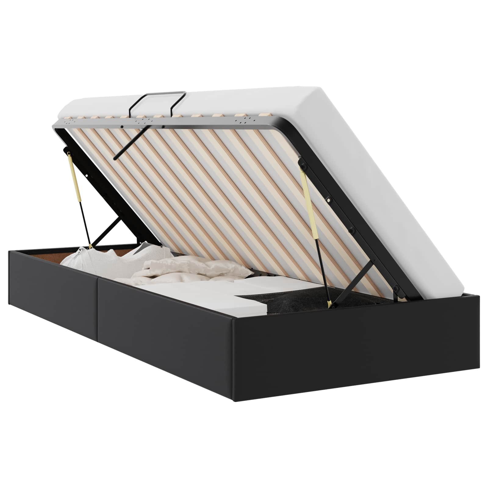 vidaXL Bett Ottoman Bettgestell Schwarz 90 x 200 cm Kunstleder (1-tlg)