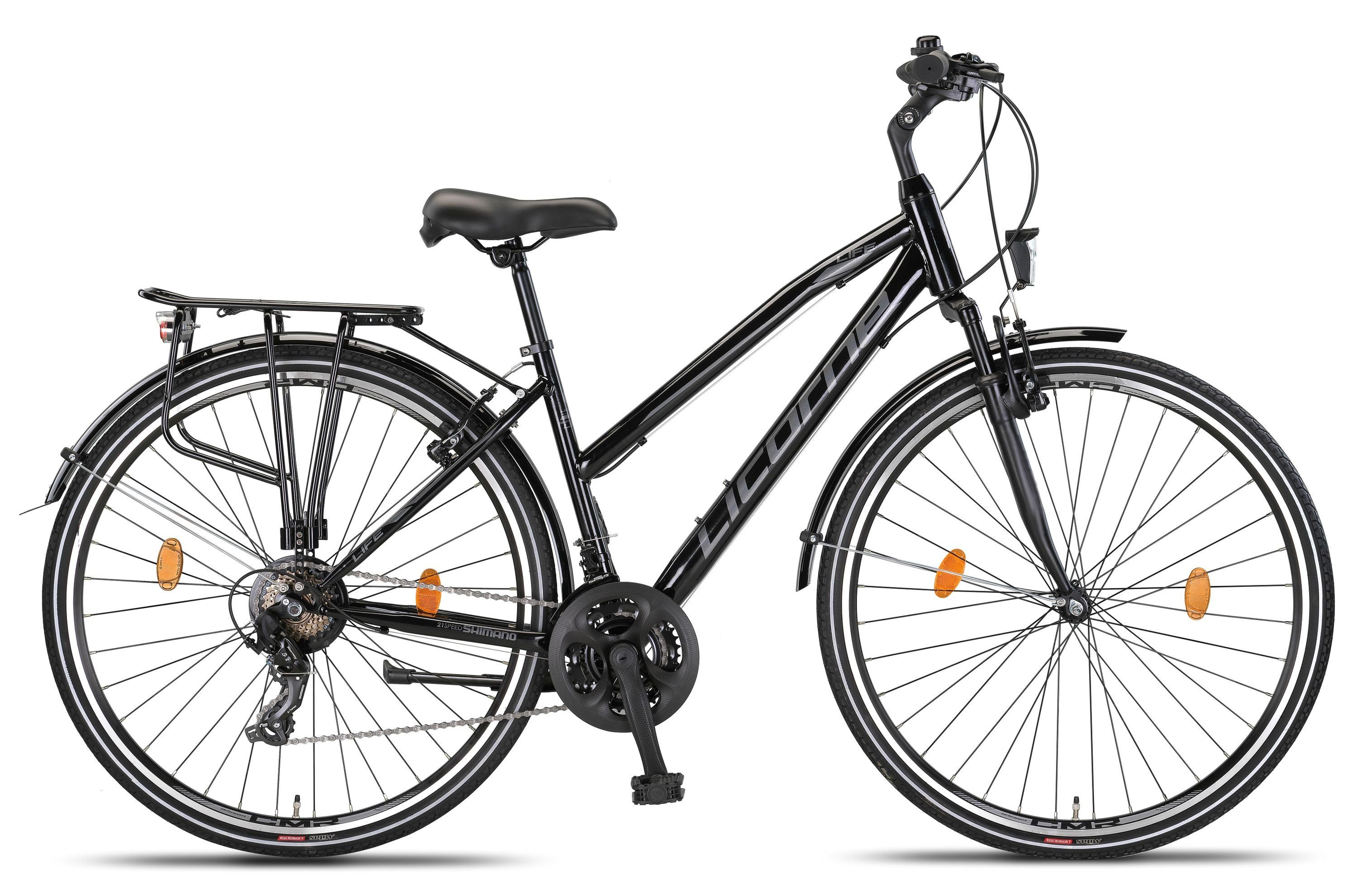 Licorne Bike Bike L-V-ATB Trekkingrad Zoll, Licorne Premium in Bike 28 Trekking Schwarz/Grau 21 Gang