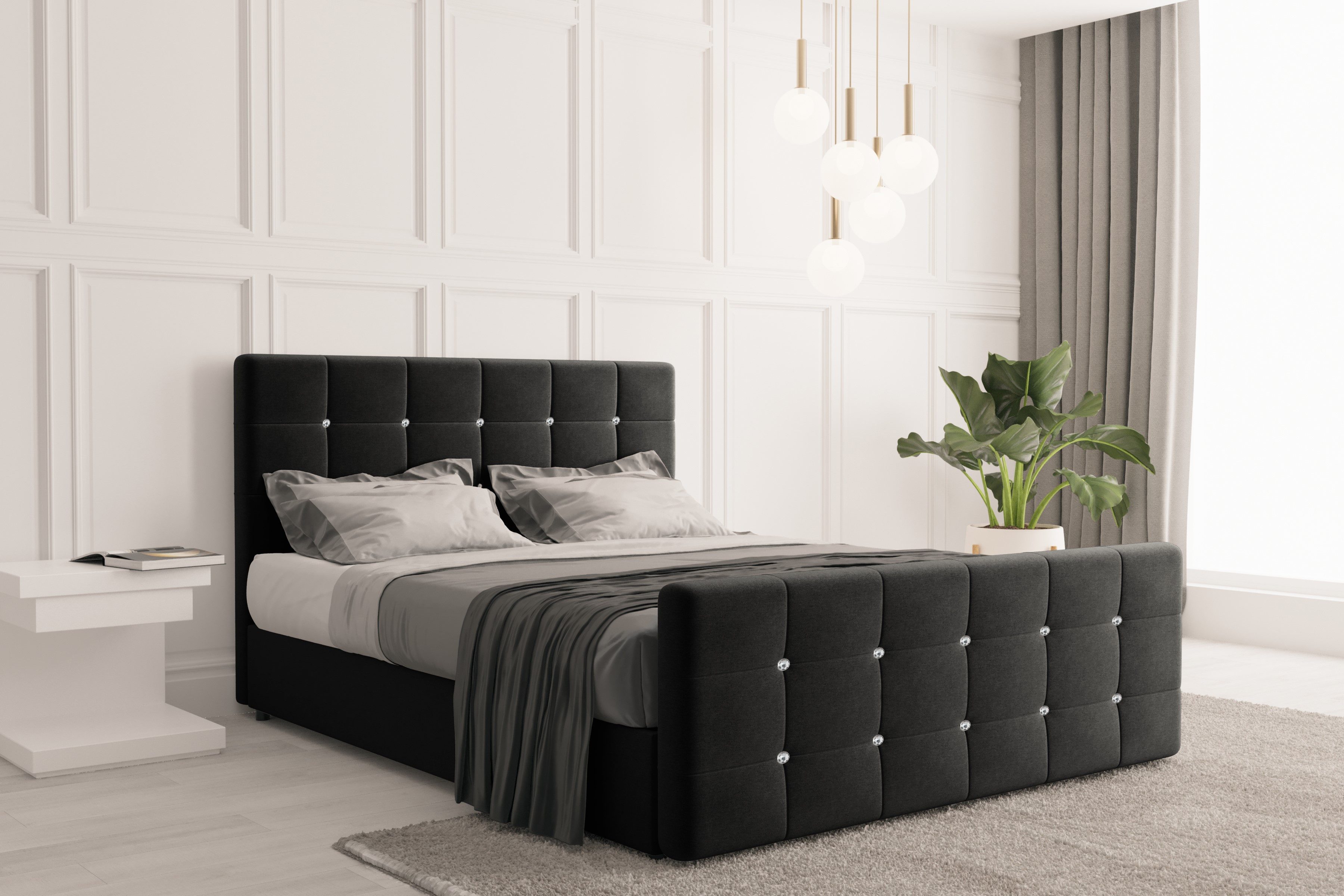 Kaiser Möbel Boxspringbett mit bettkasten und matratze, Schlafzimmerbett ROMA stoff Soro, Topper, Container