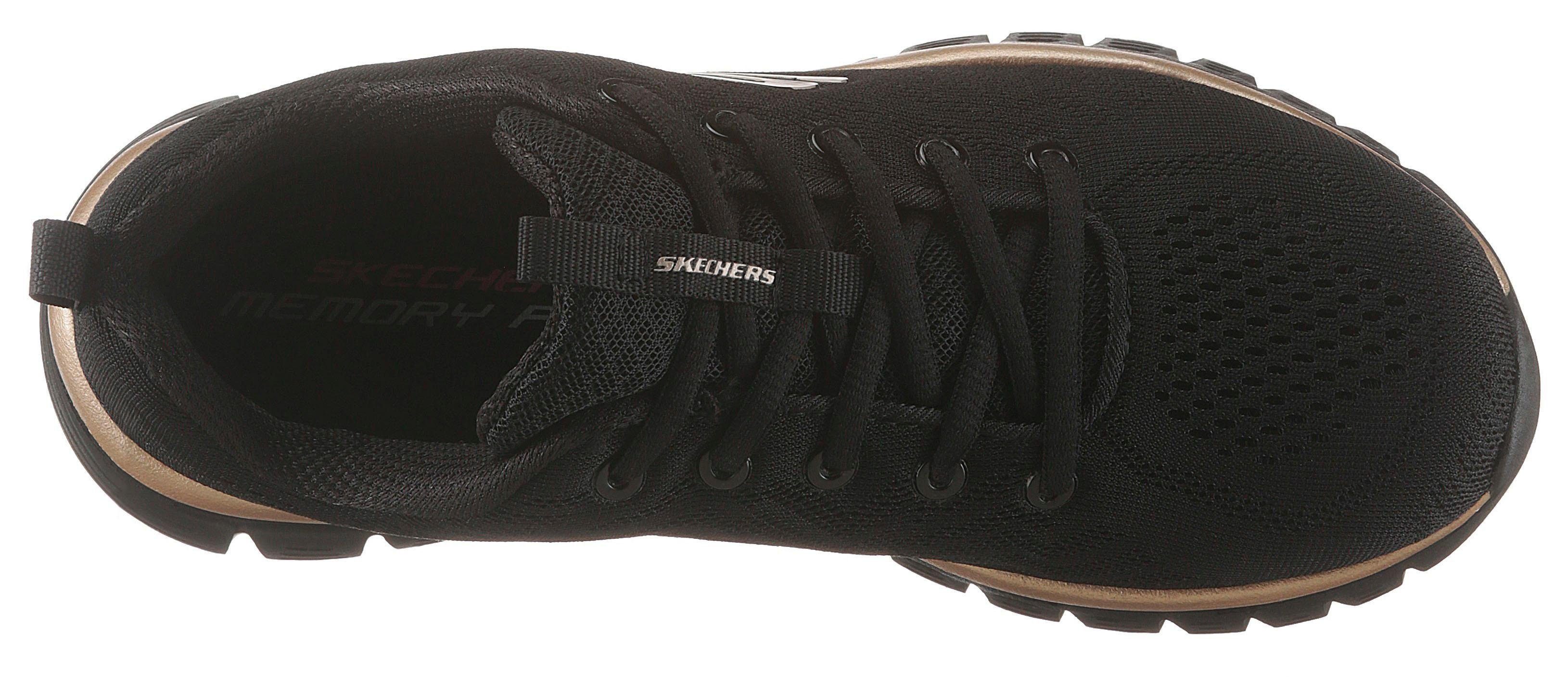 Memory Sneaker durch - Dämpfung Skechers schwarz-goldfarben Get Foam Connected mit Graceful