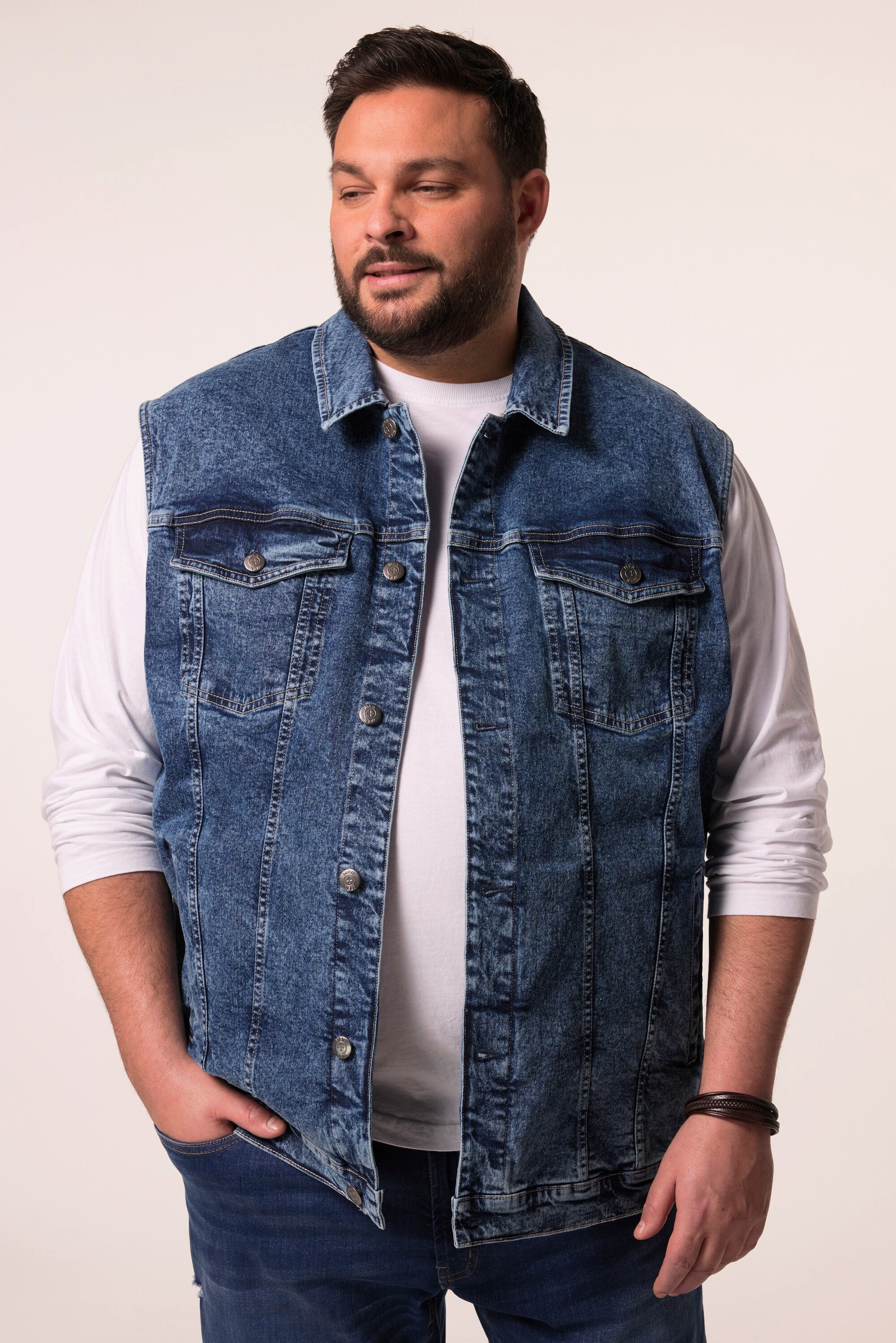 Steppweste Men+ Jeansweste Knopfleiste bis 8 XL