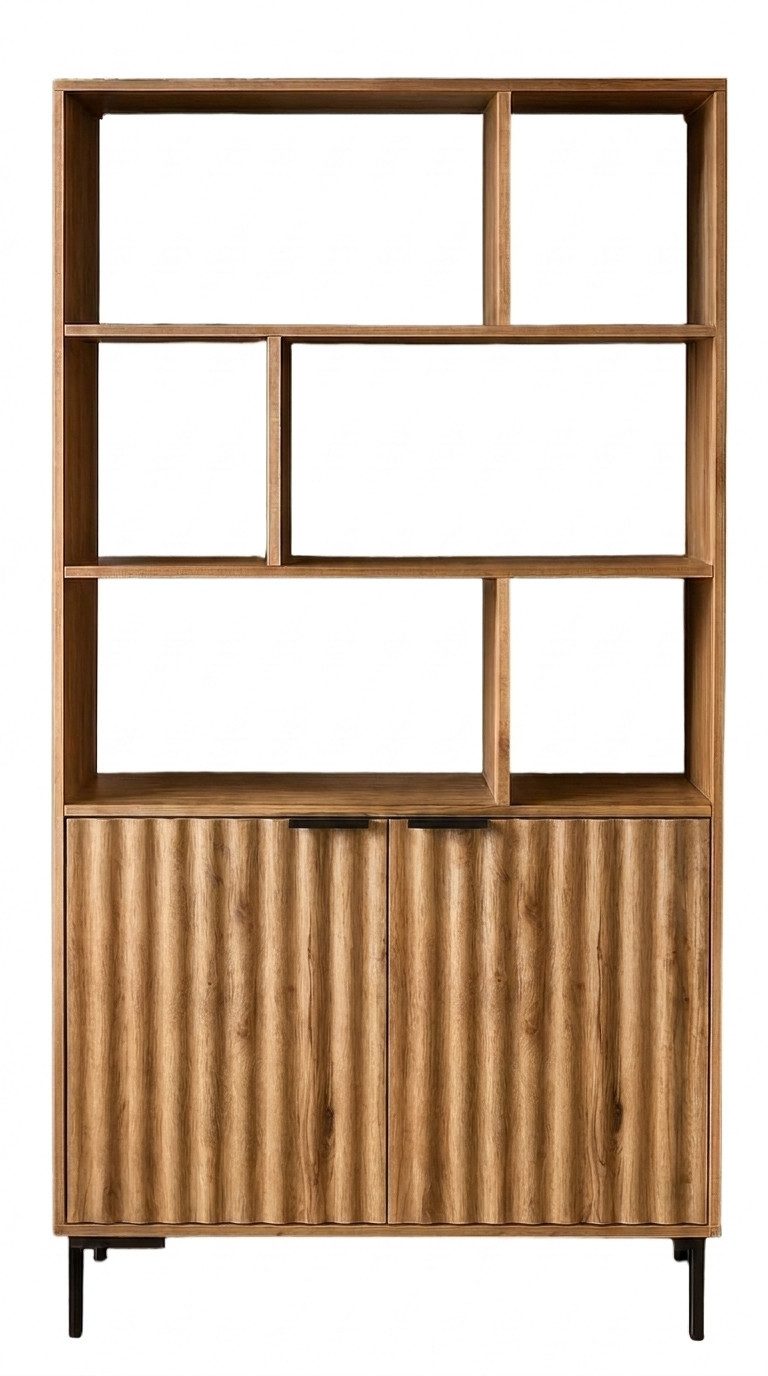 WOLF MÖBEL Kommode (100 x 40 x 80), CURVE Regal mit 2 Türen / 6 Ablagen