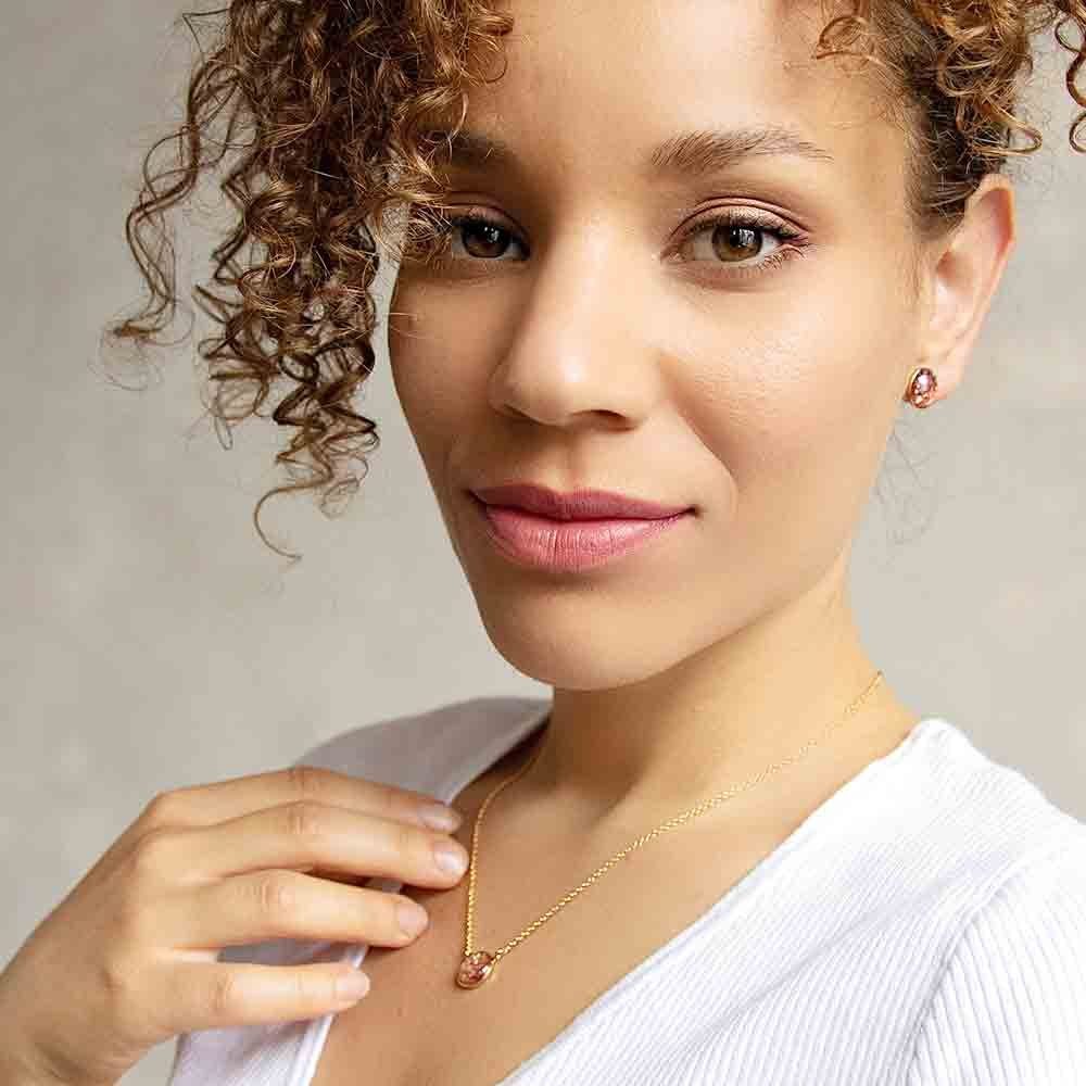 Sergio Engel Kette mit Anhänger Bohemia (Set, Set), Manufakturschmuck Edelstahl-Kette Cabochon aus böhmischem Glas