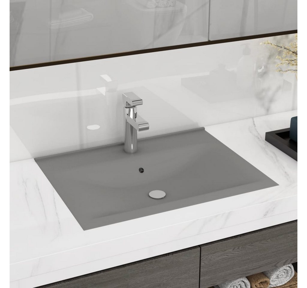 Thumbnail - vidaXL Waschbecken, Luxus-Waschbecken mit Hahnloch Matt-Hellgrau 60x46 cm Keramik