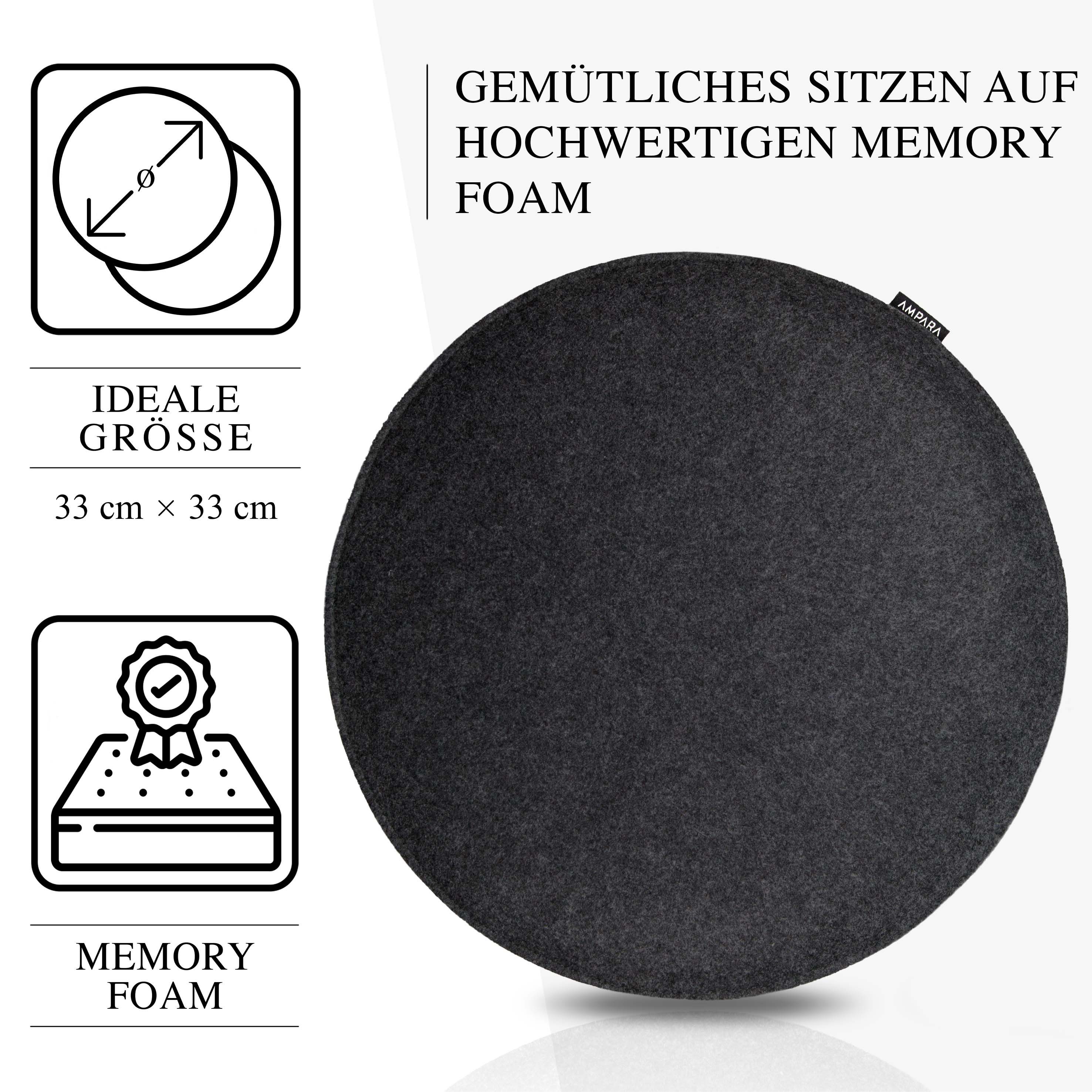 AMPARA Stuhlkissen rund 33 cm - 4er Set - für Stuhl, Bank, Lounge etc., Rut günstig online kaufen